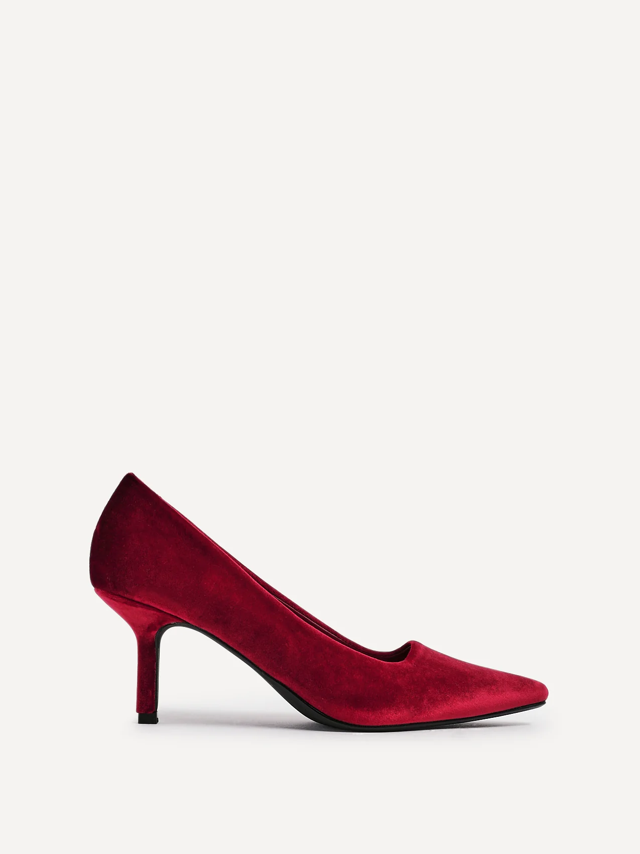 Kat Burgundy Velvet Classic Court Heels - Image 2