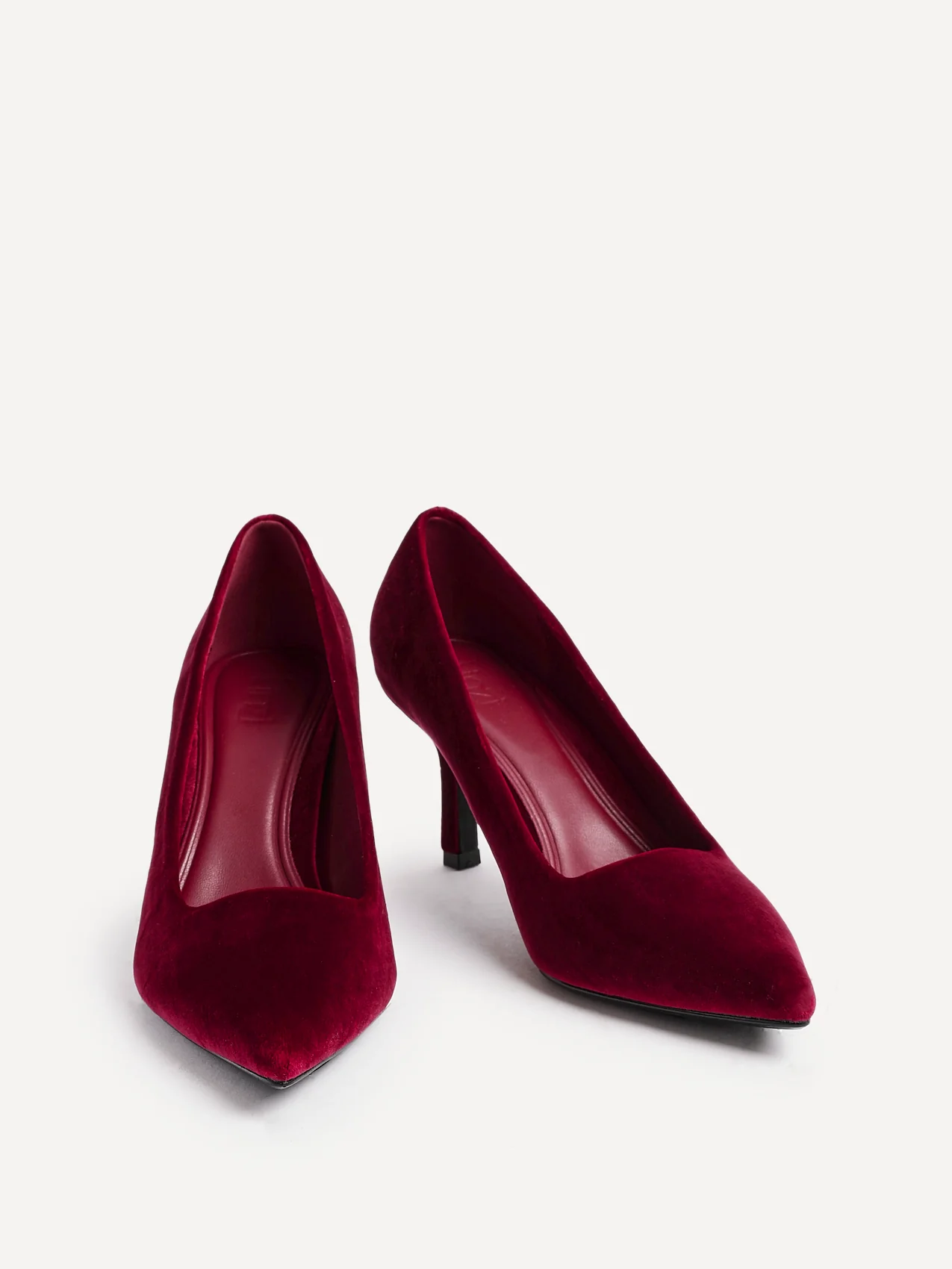 Kat Burgundy Velvet Classic Court Heels - Image 3