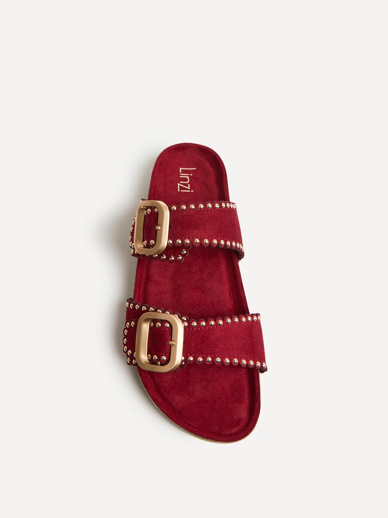 Kelsie Burgundy Double Buckle Sandals - Image 4