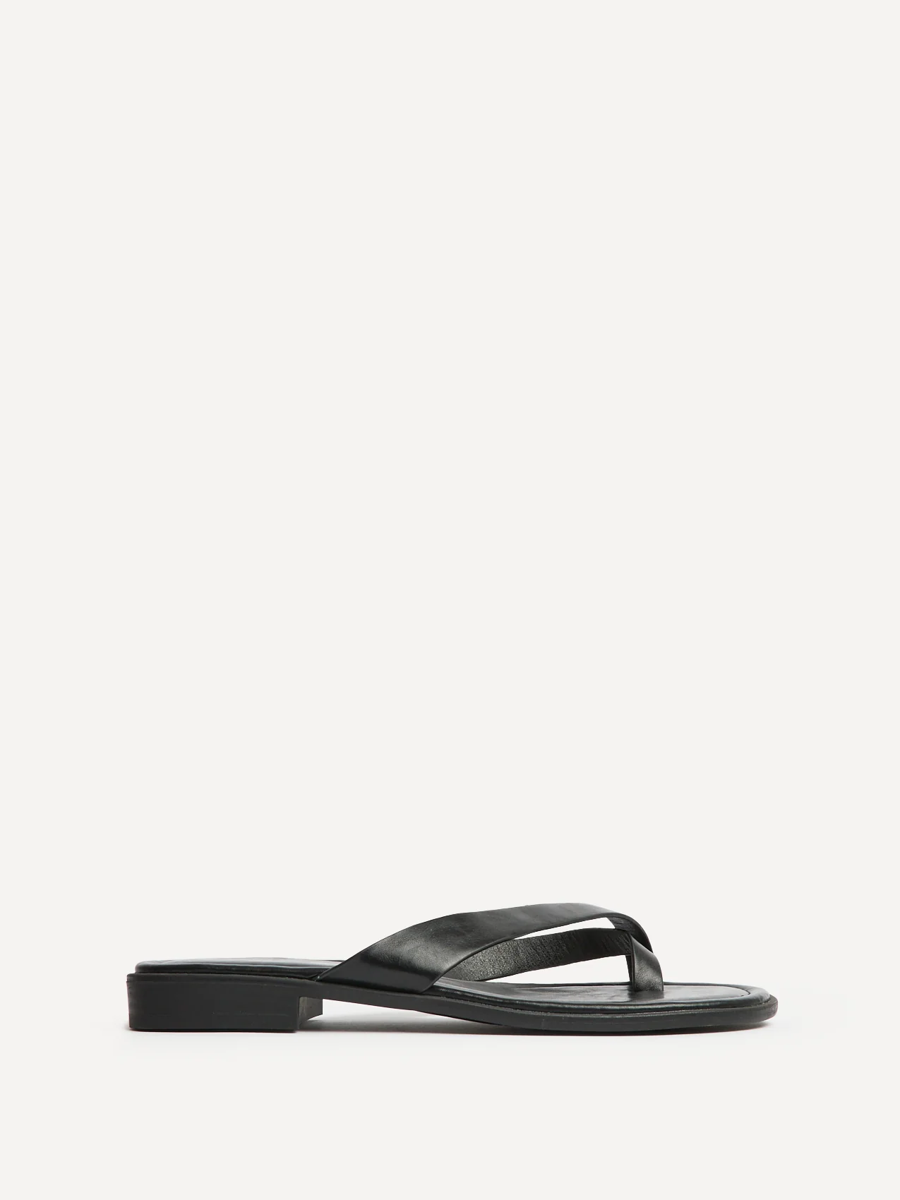 Kimmi Black Faux Leather Flat Sandals - Image 2