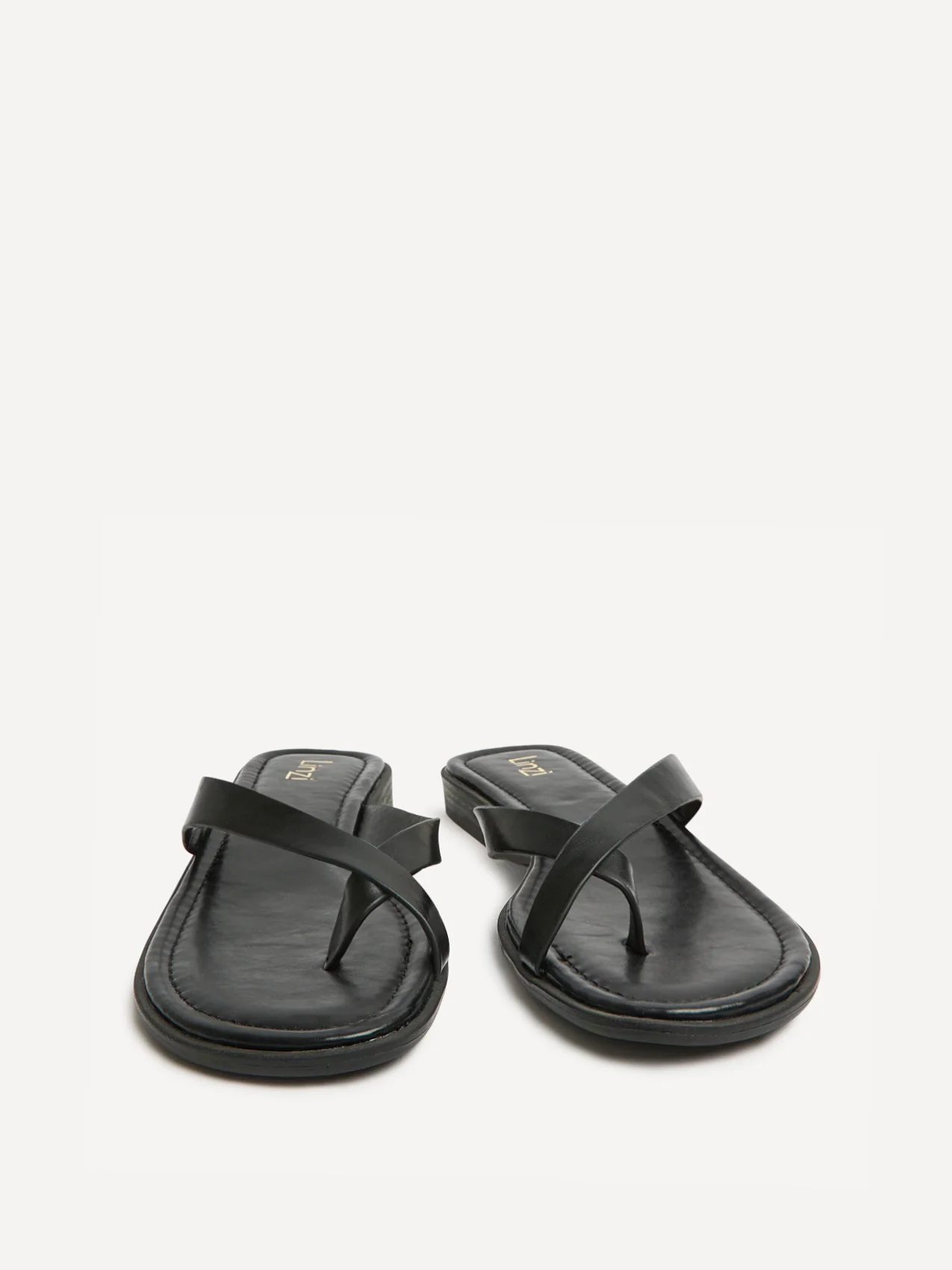 Kimmi Black Faux Leather Flat Sandals - Image 3