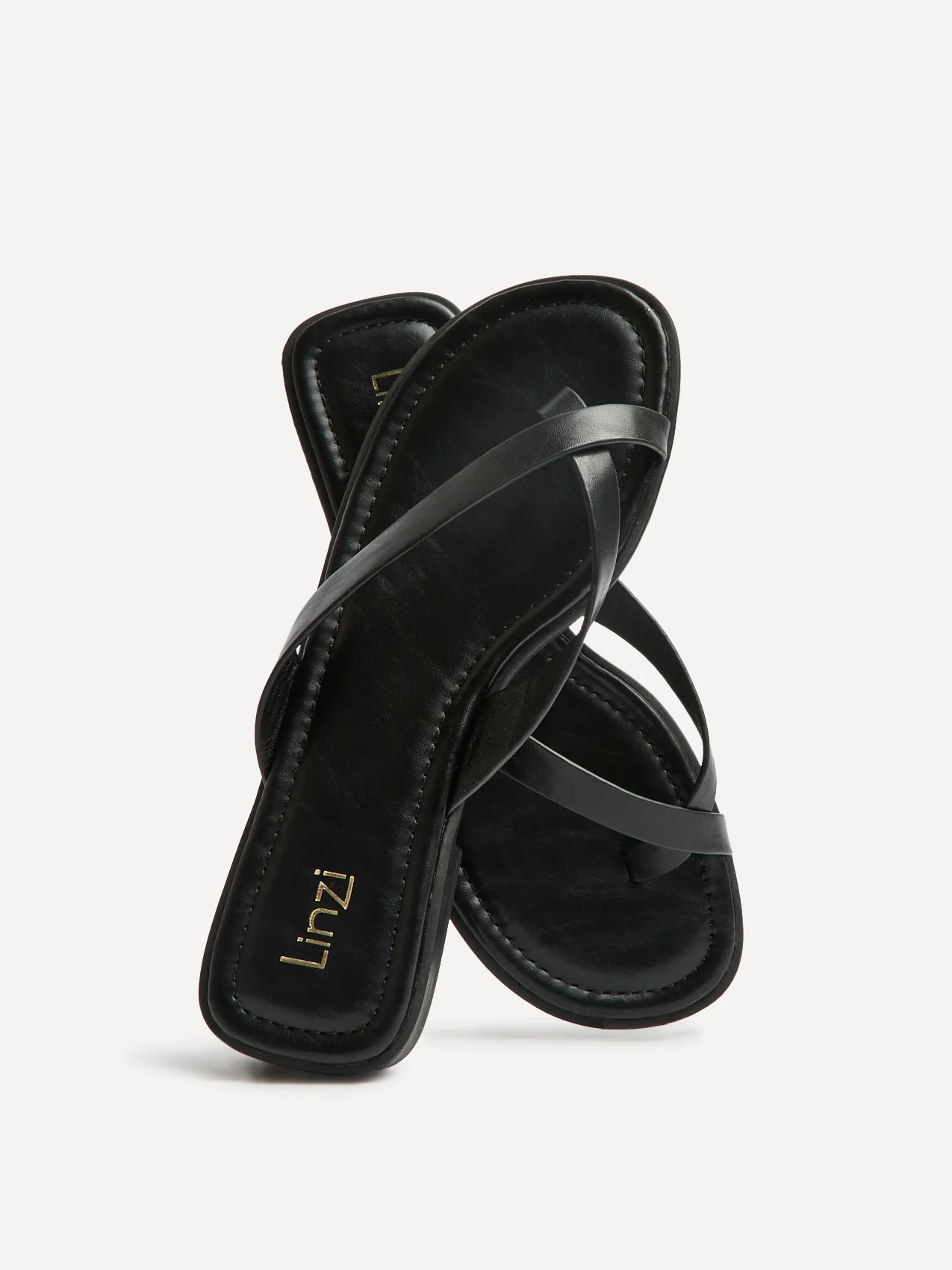 Kimmi Black Faux Leather Flat Sandals - Image 5