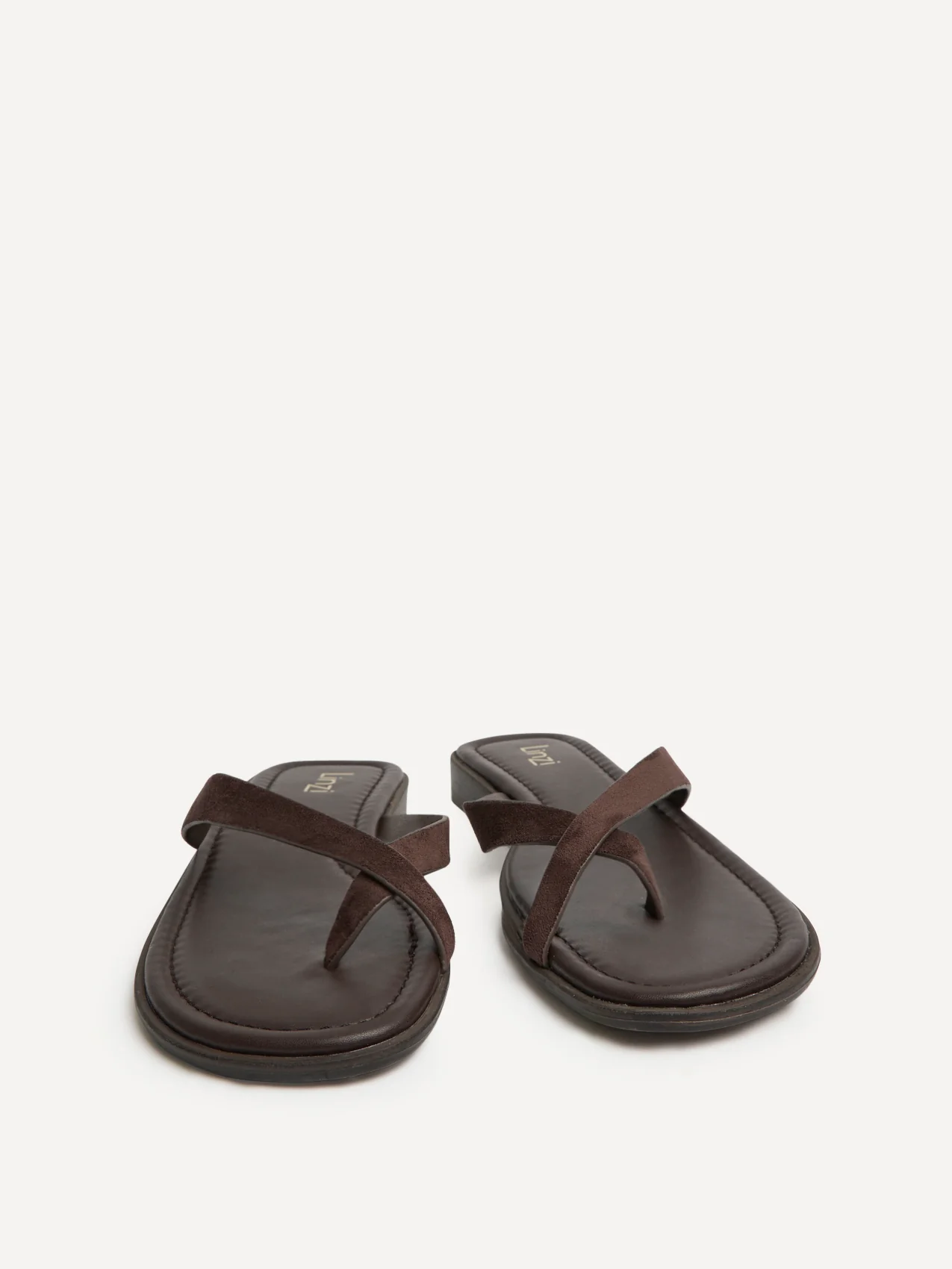 Kimmi Brown Faux Suede Flat Sandals - Image 3