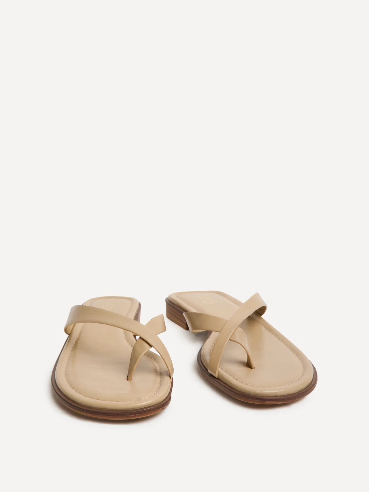 Kimmi Taupe Faux Leather Flat Sandals - Image 3