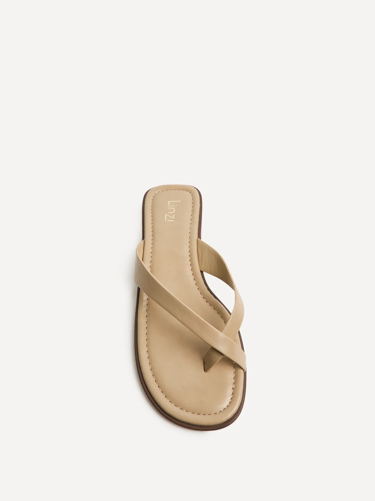 Kimmi Taupe Faux Leather Flat Sandals - Image 4
