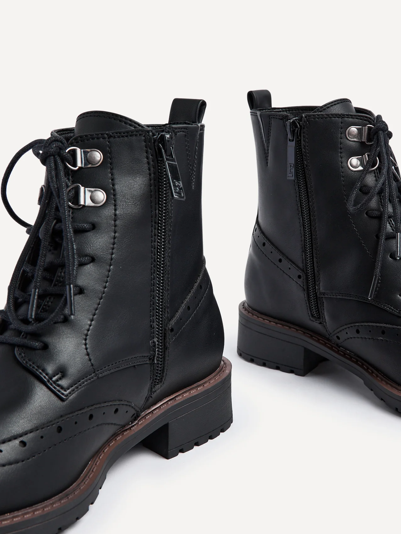 Kinsley Wide Fit Black Lace-Up Military Boots - Image 5