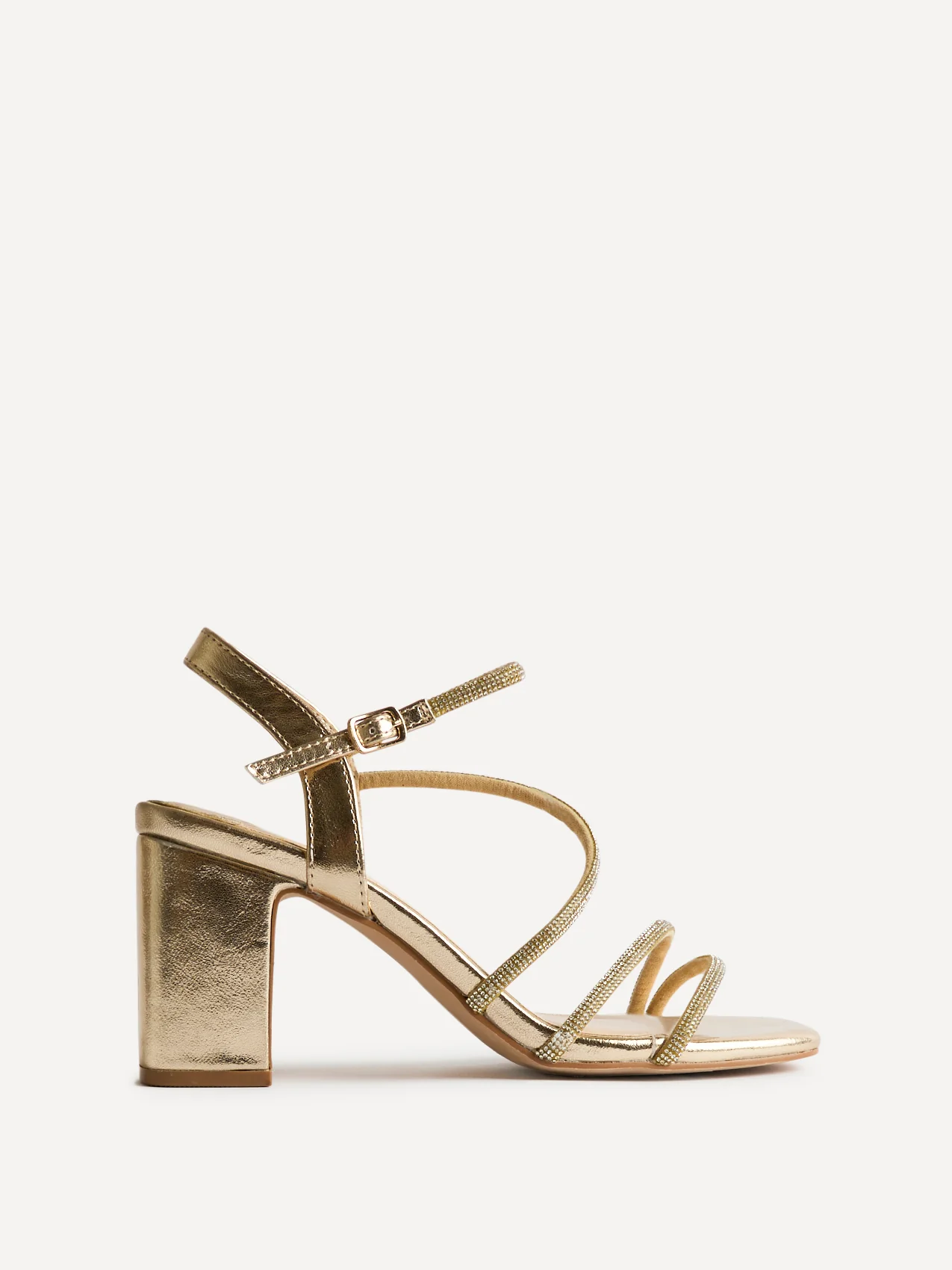 Kira Gold Diamante Block Heels - Image 2