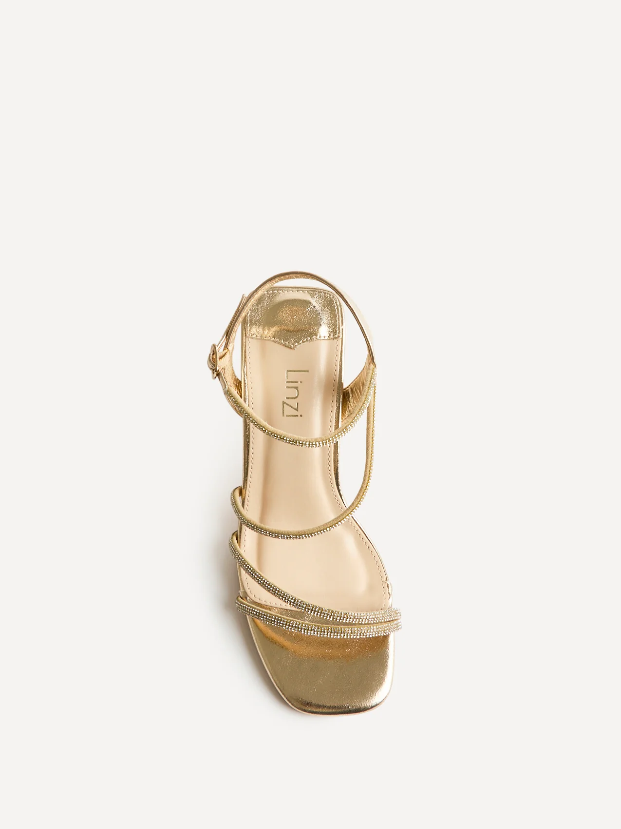 Kira Gold Diamante Block Heels - Image 4
