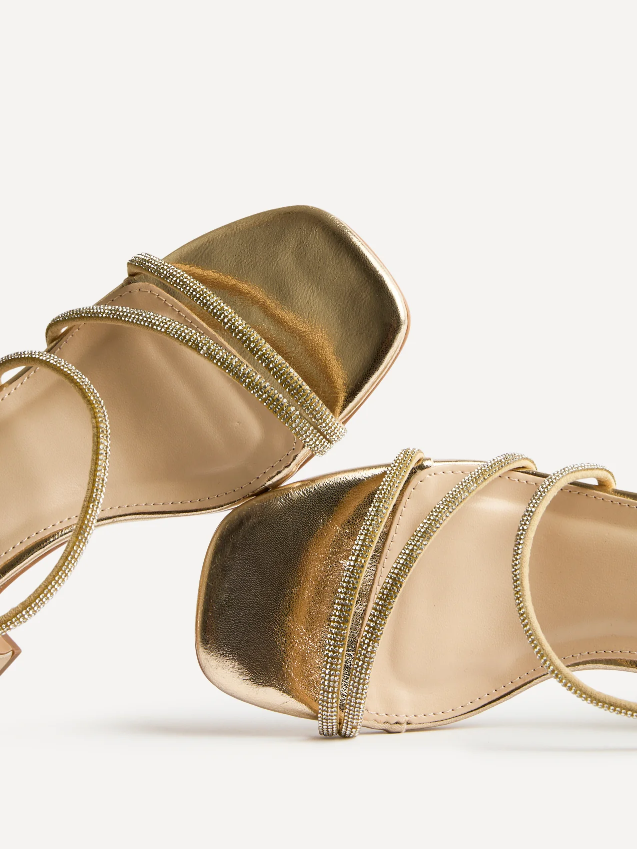 Kira Gold Diamante Block Heels - Image 5