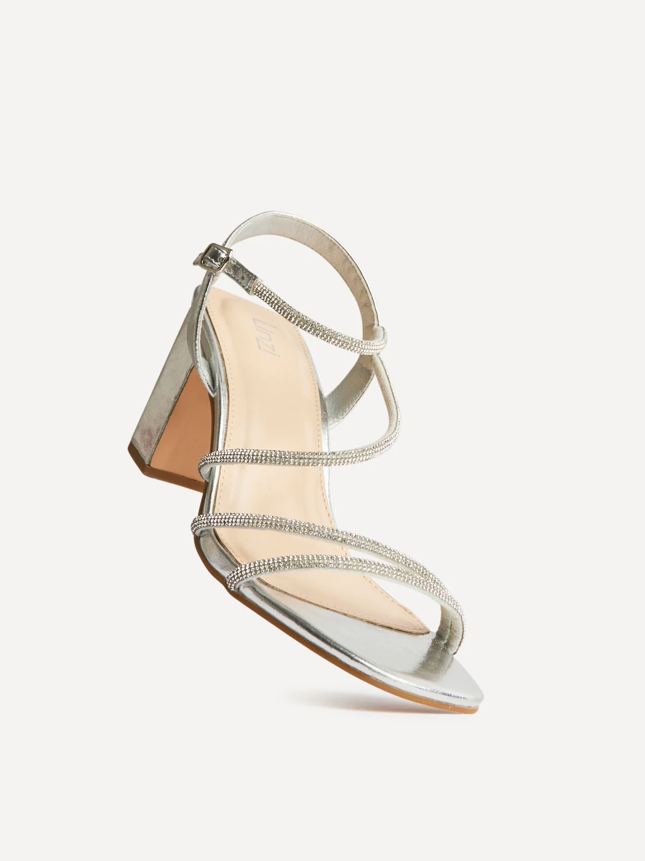Kira Silver Diamante Block Heels - Image 5