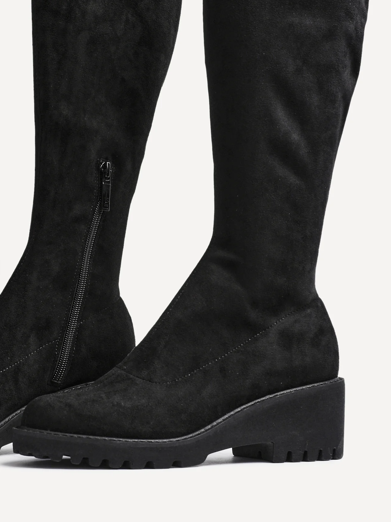 Kortina Black Wedged Long Boots - Image 4