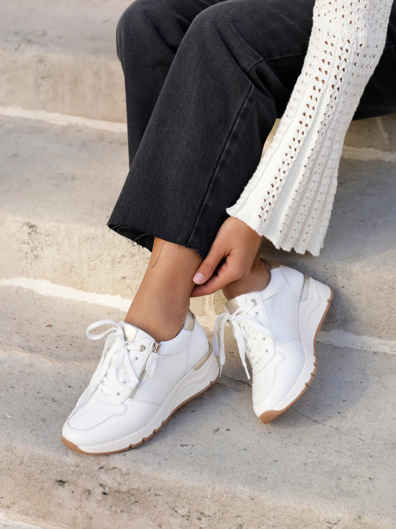 Kyla White Wedge Trainers - Image 6
