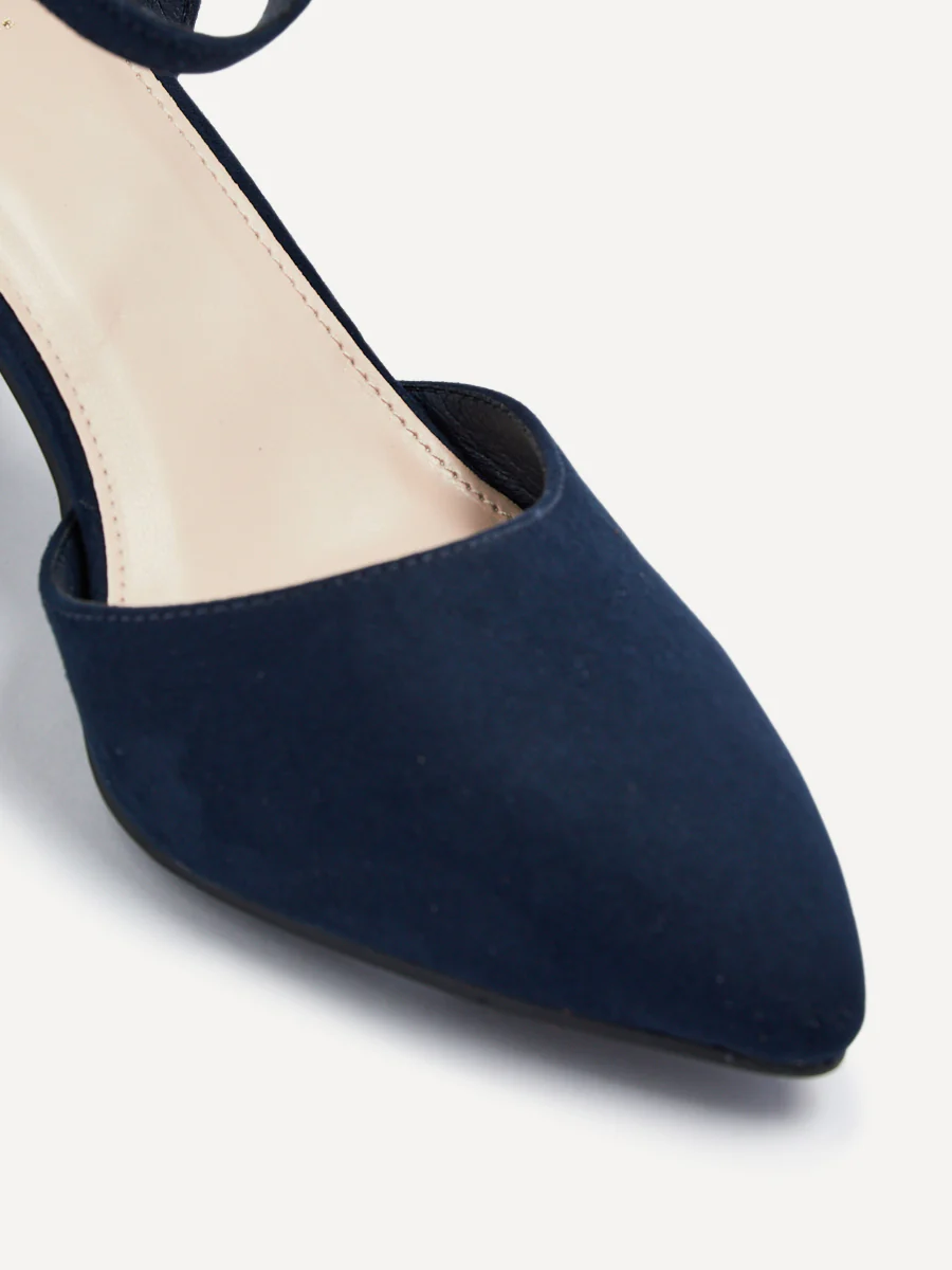 Larsa Wide Fit Navy Faux Suede Court Heels - Image 4