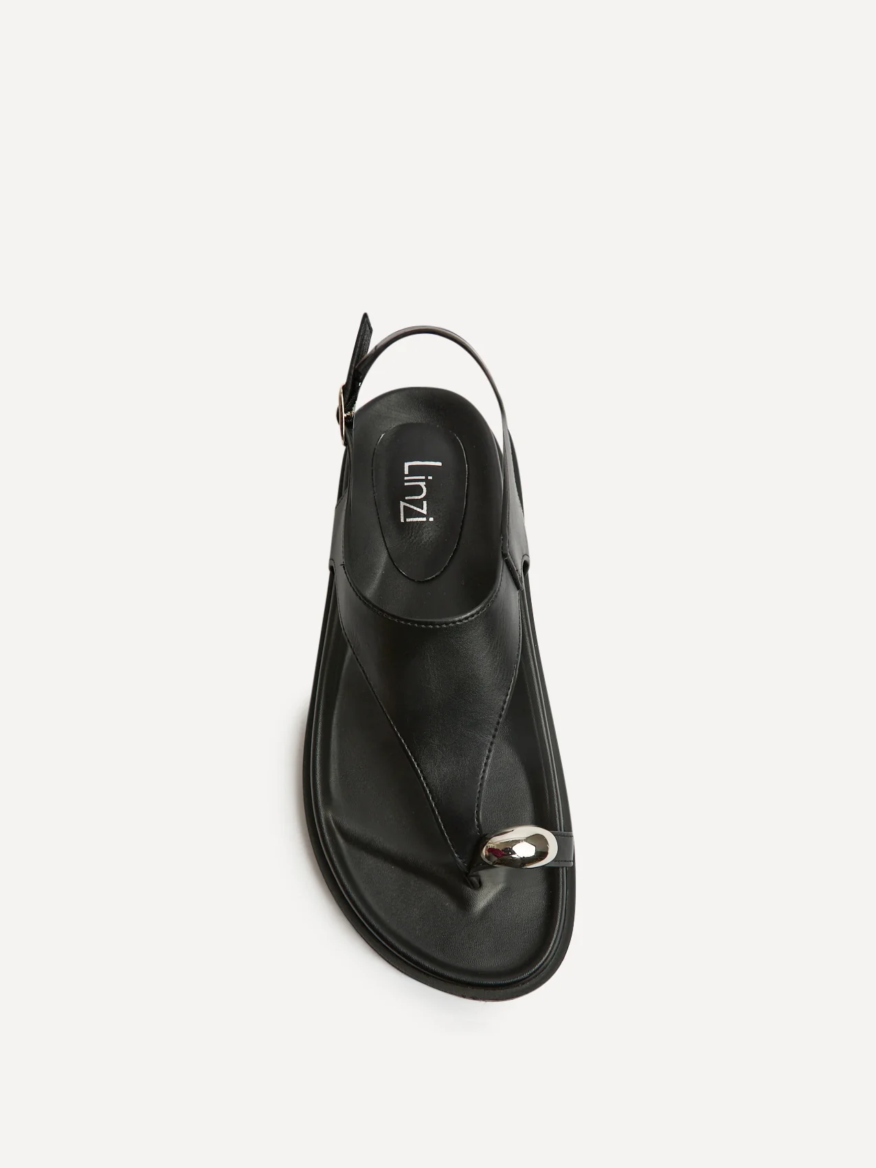 Latch Black Toe Ring Flat Sandals - Image 4
