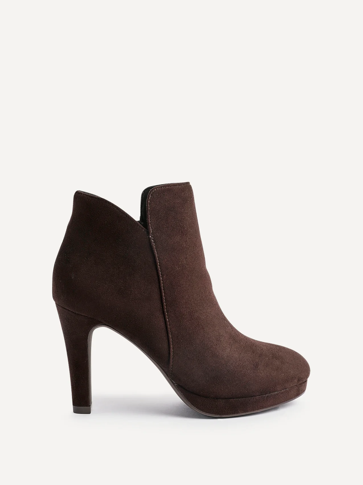 Layara Brown Faux Suede Platform Ankle Boots - Image 2