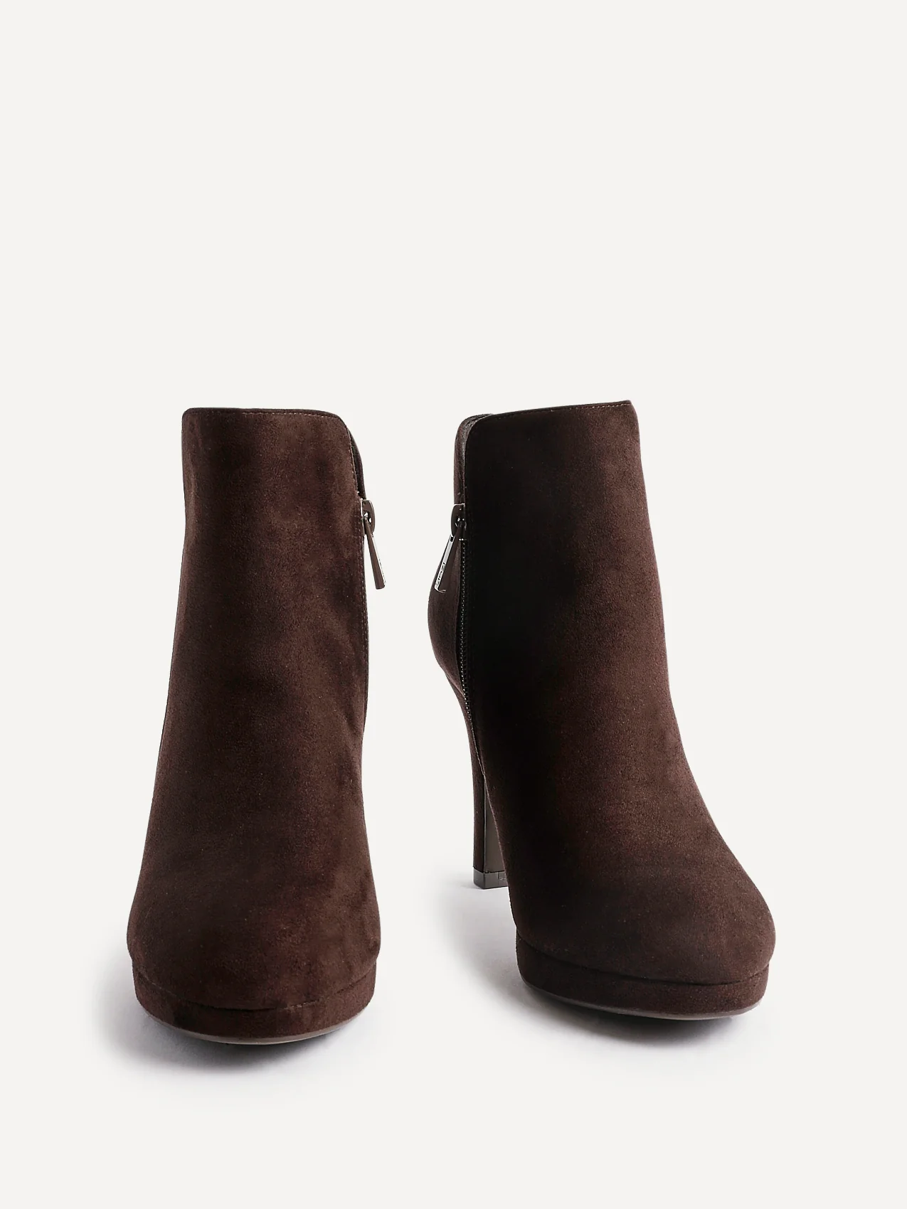 Layara Brown Faux Suede Platform Ankle Boots - Image 3
