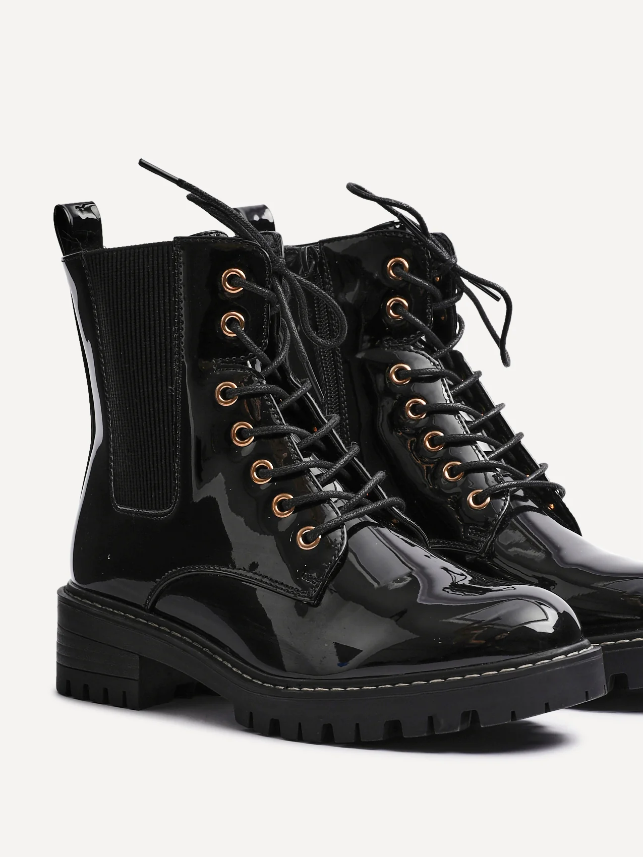 Layna Black Patent Military Boots - Image 4