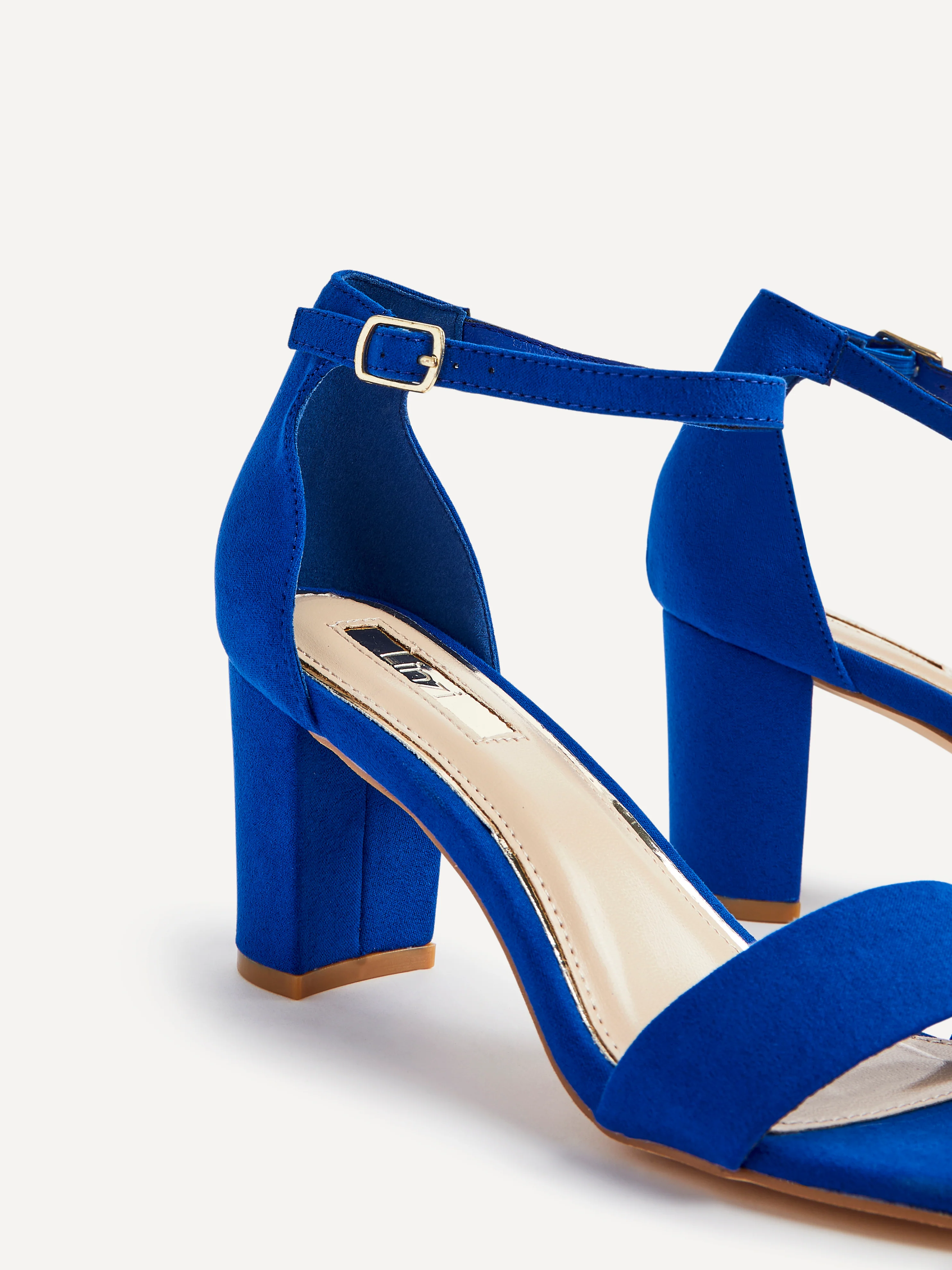Legacy Wide Fit Blue Faux Suede Block Heels - Image 3