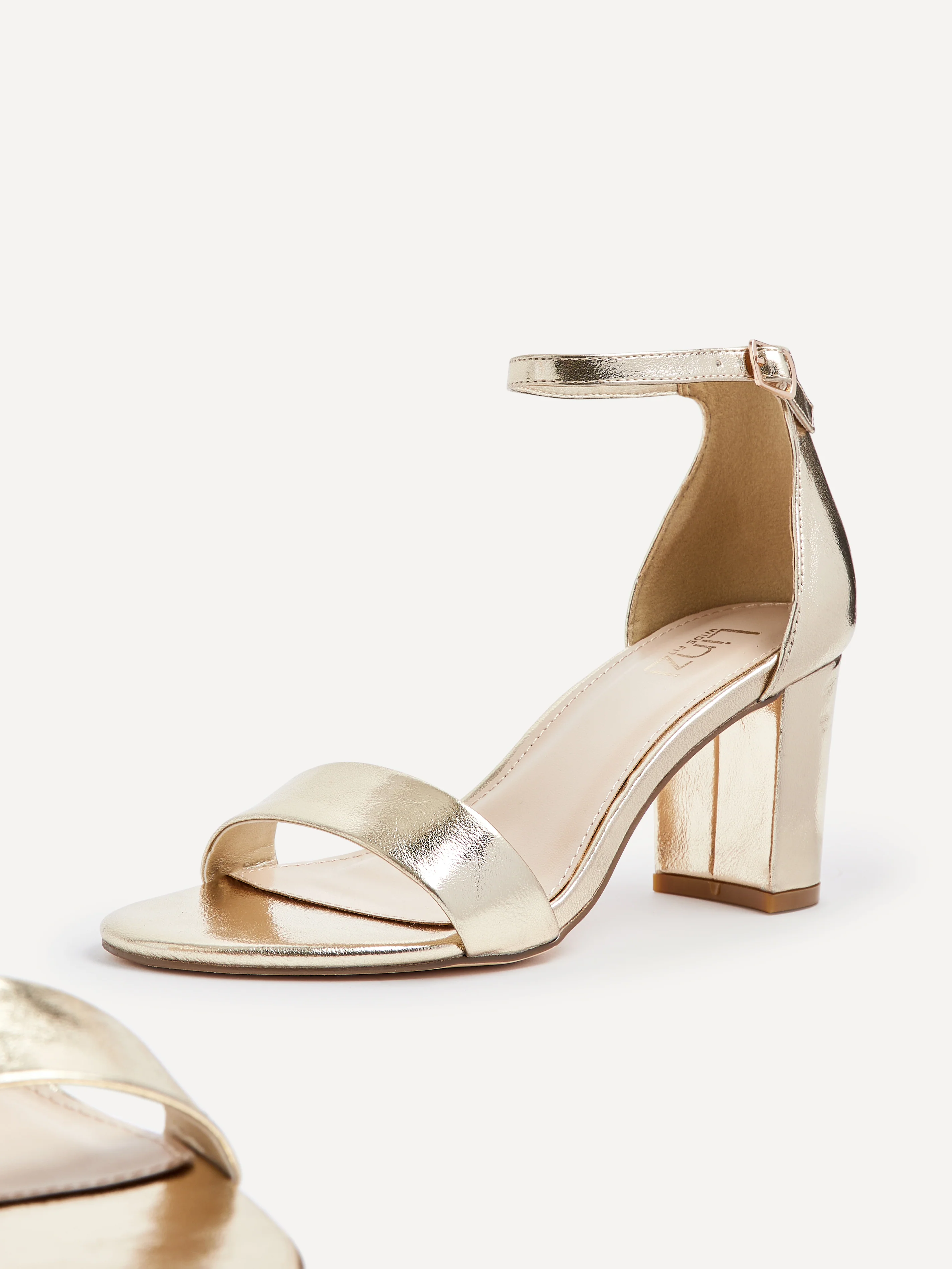 Legacy Wide Fit Gold Faux Leather Block Heels - Image 5