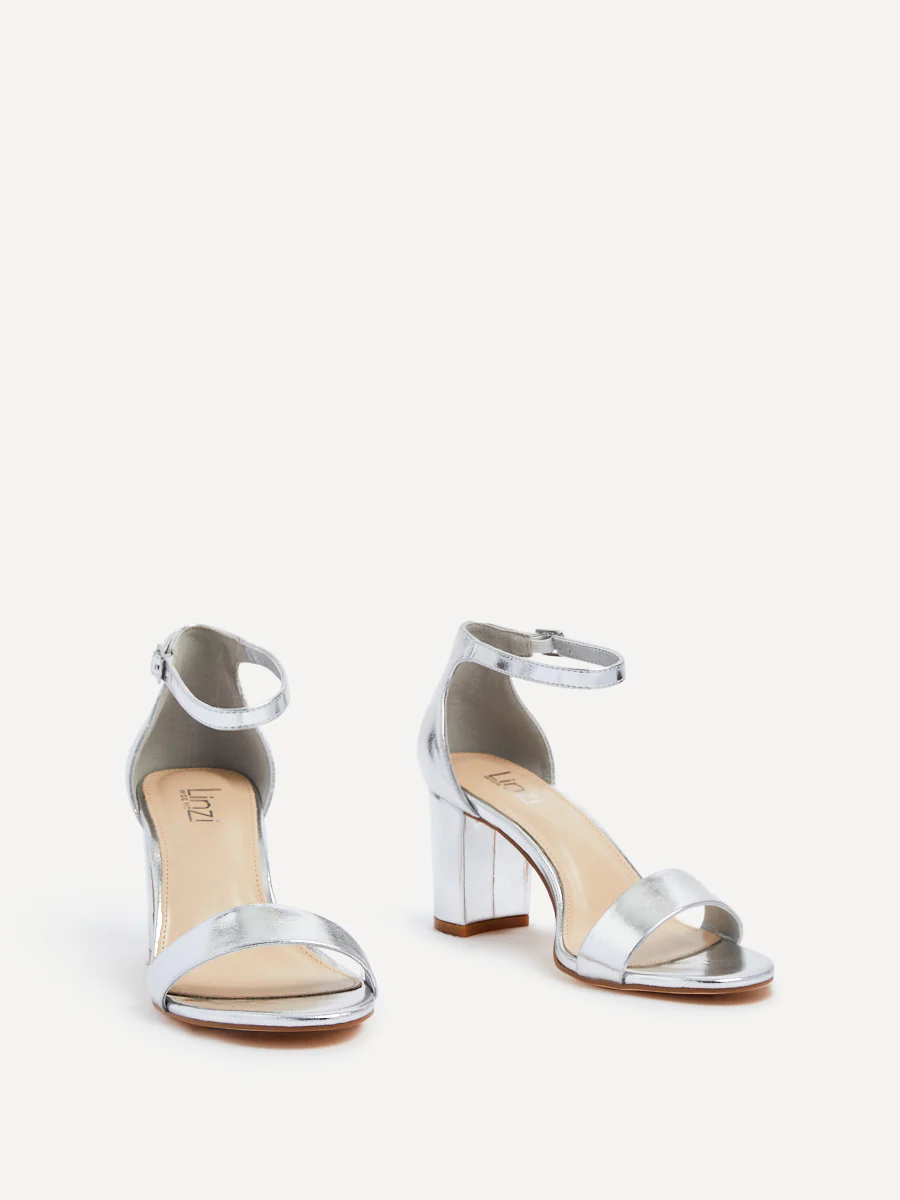 Legacy Wide Fit Silver Faux Leather Block Heels - Image 3