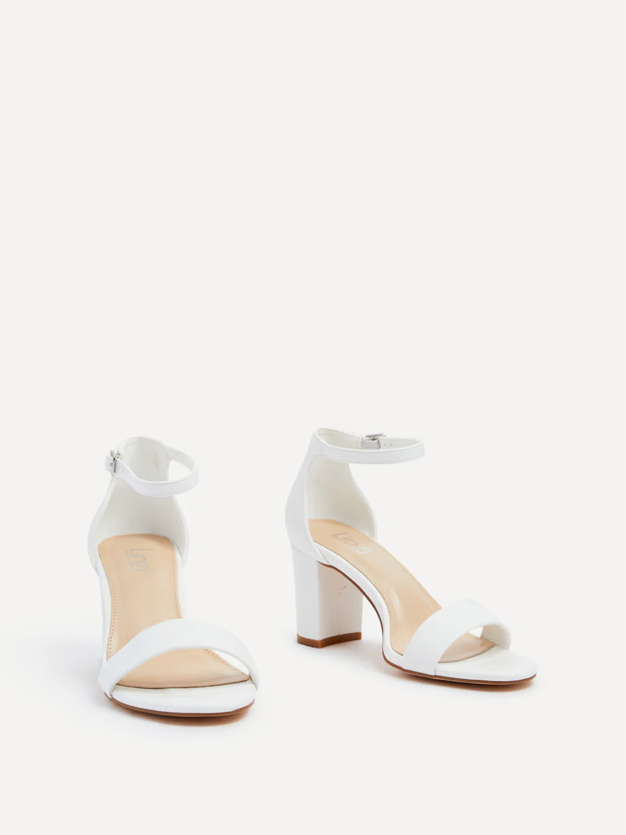 Legacy Wide Fit White Faux Leather Block Heels - Image 3