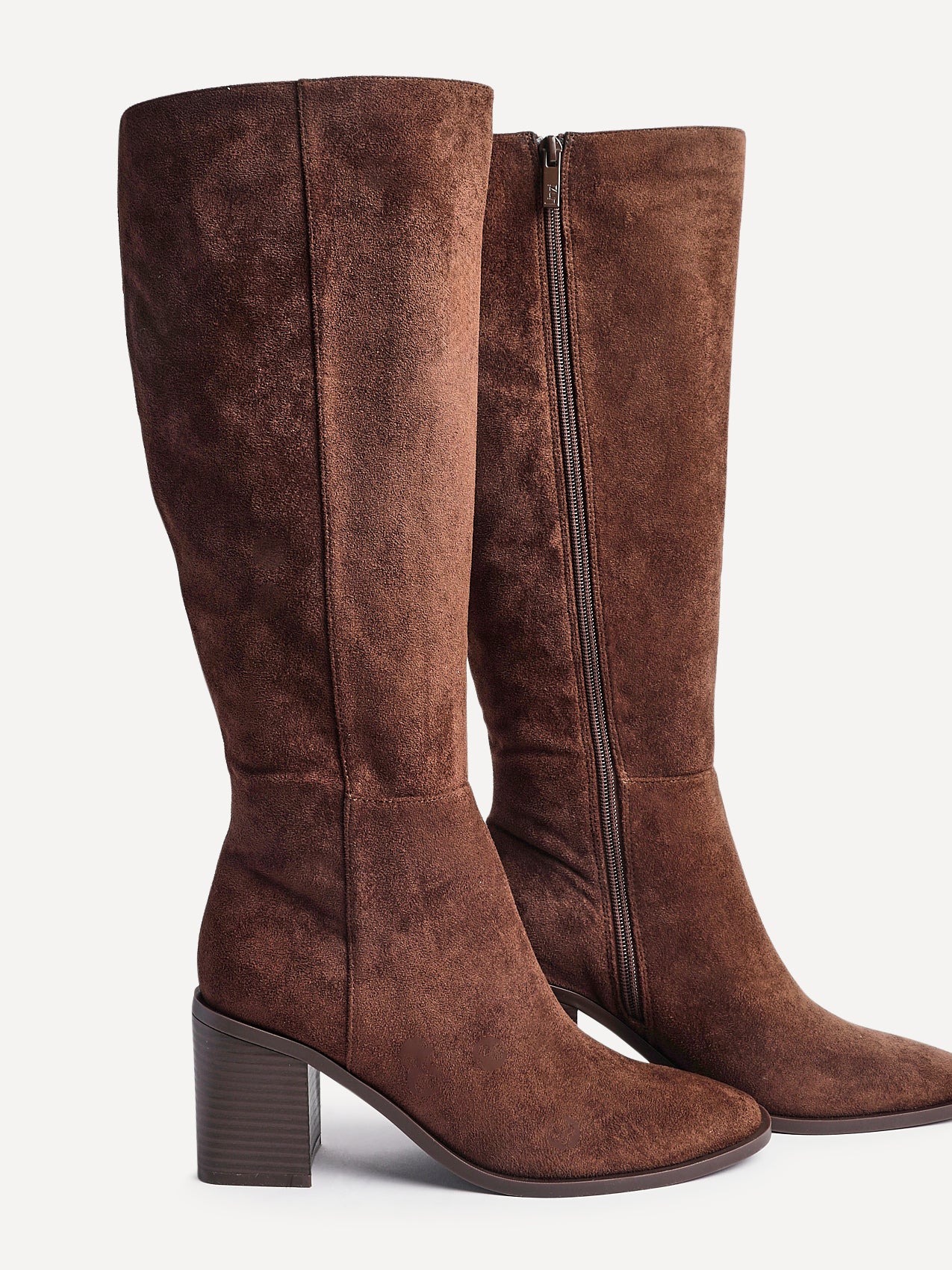 Levine Brown Block Heeled Long Boots - Image 4