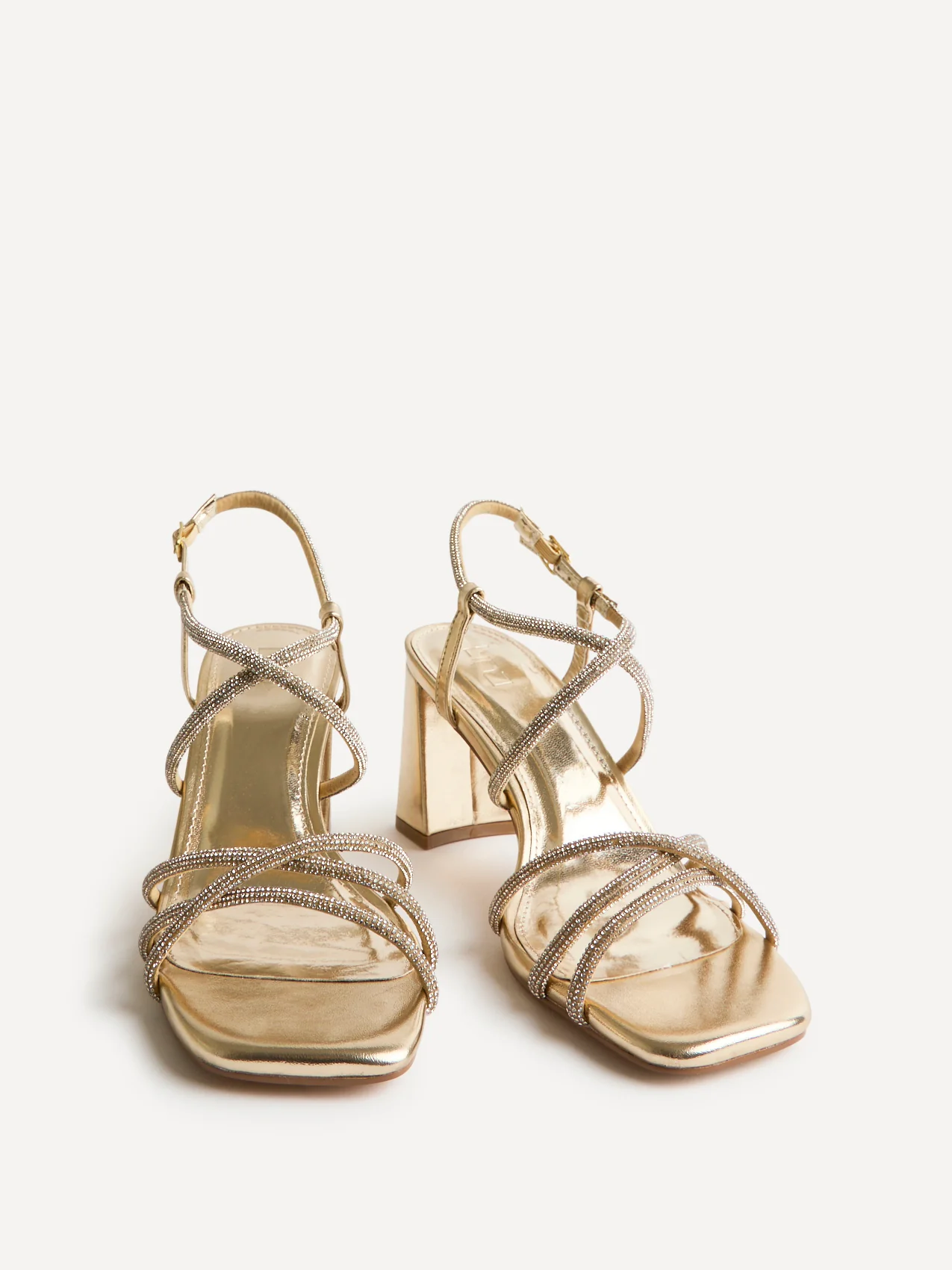 Leyla Gold Diamante Heeled Sandals - Image 3