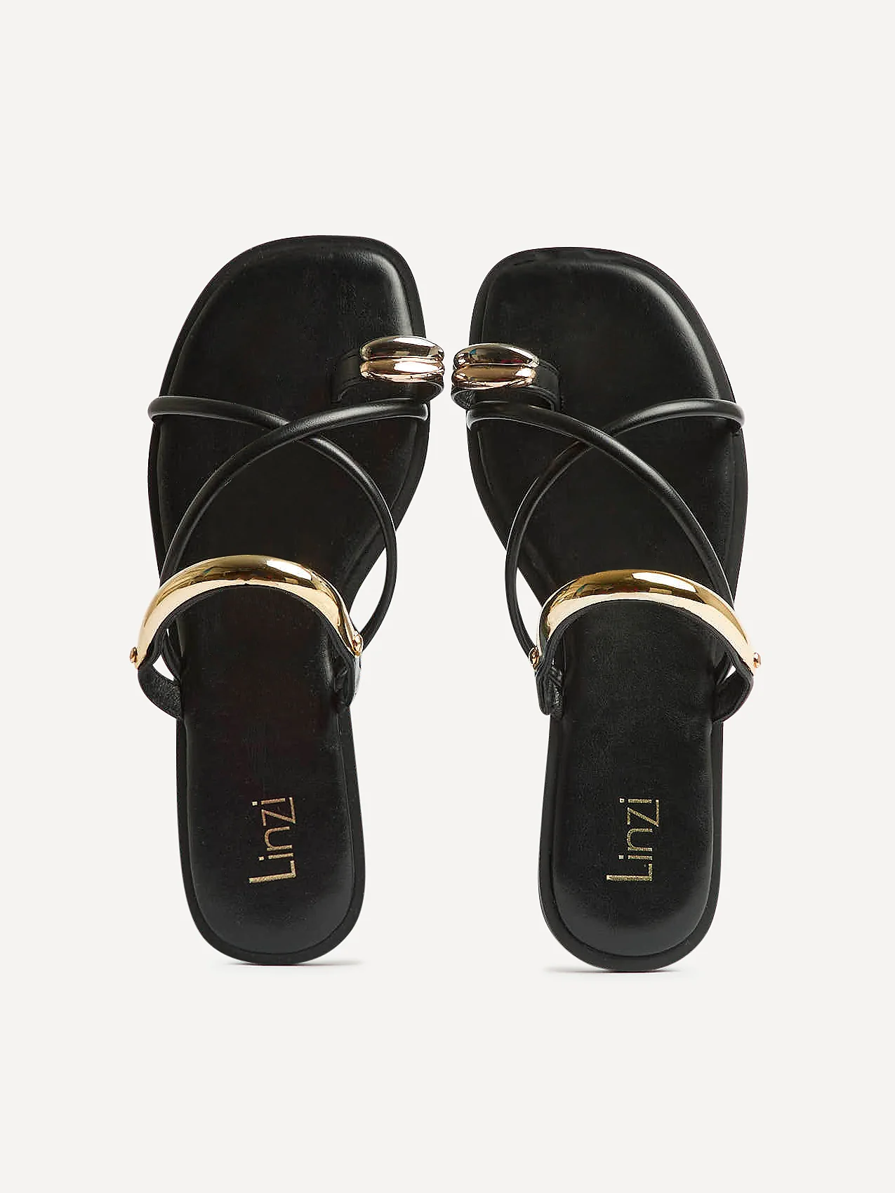 Lillie Black Toe Ring Flat Sandals - Image 5
