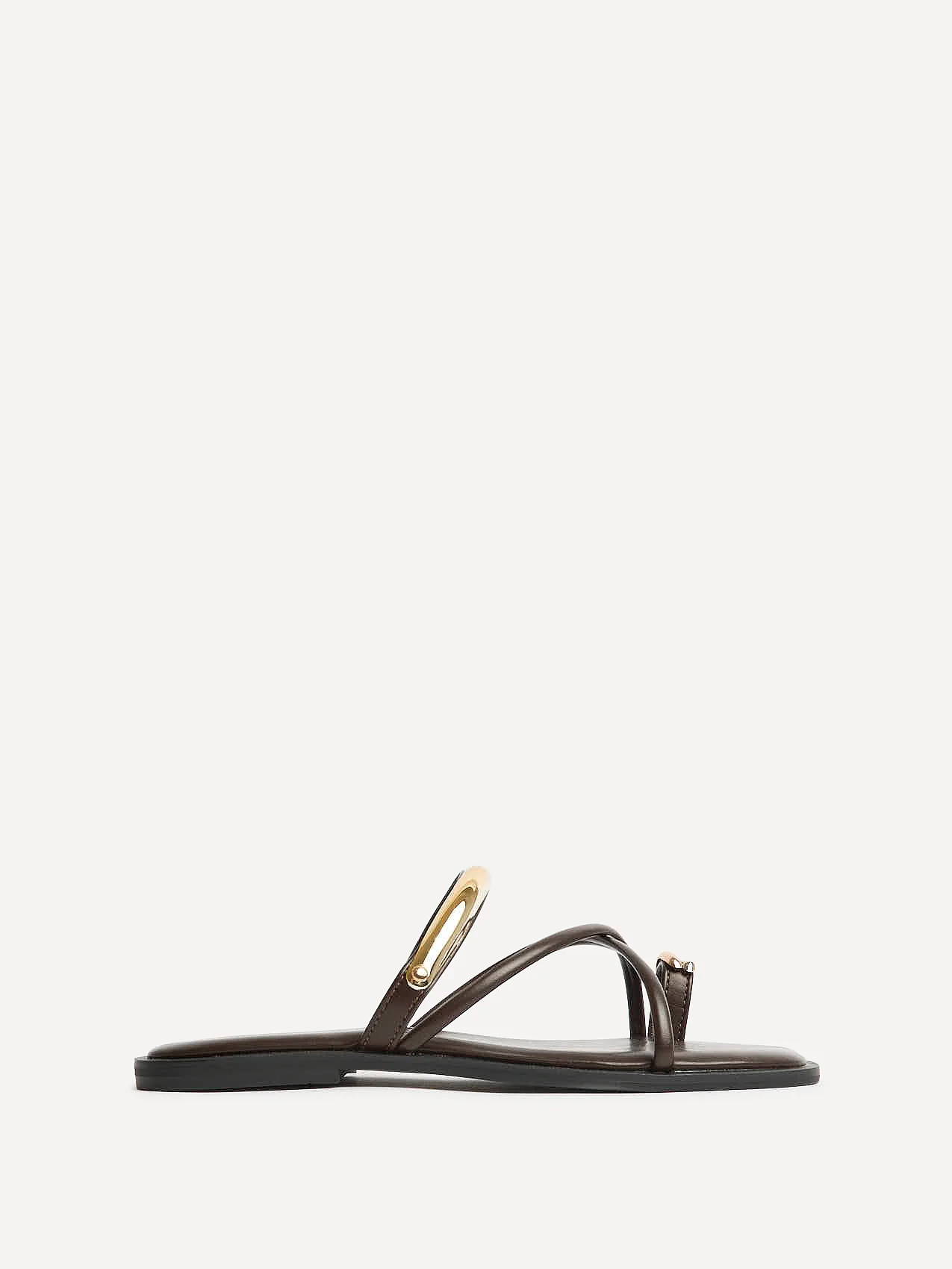 Lillie Brown Toe Ring Flat Sandals - Image 2