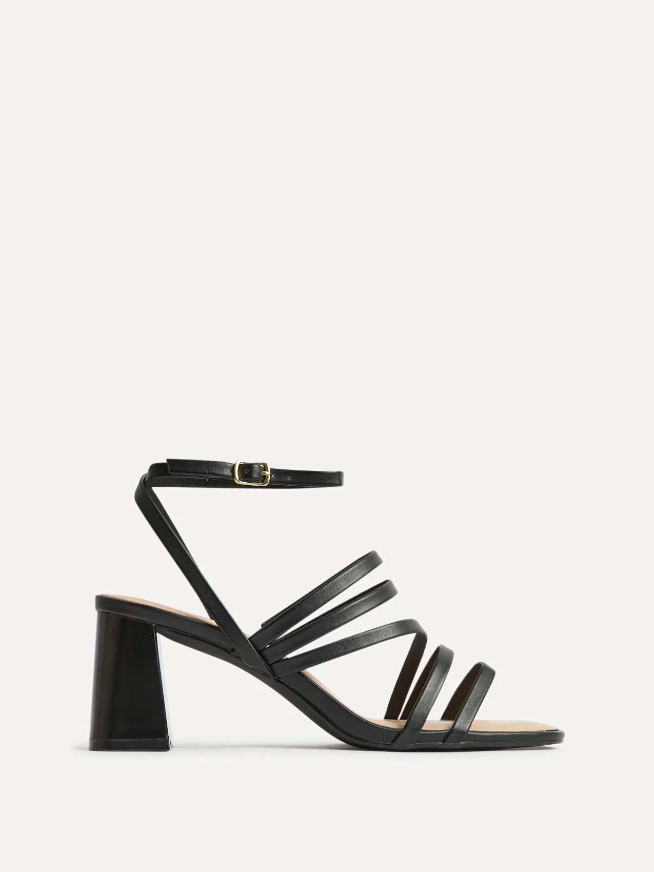 Liora Black Faux Leather Heeled Sandals - Image 2