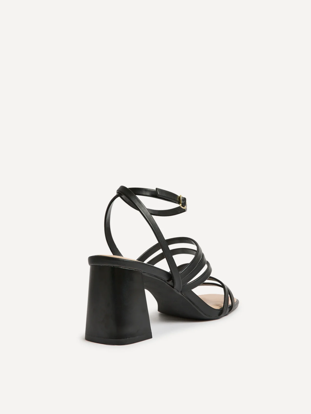 Liora Black Faux Leather Heeled Sandals - Image 5