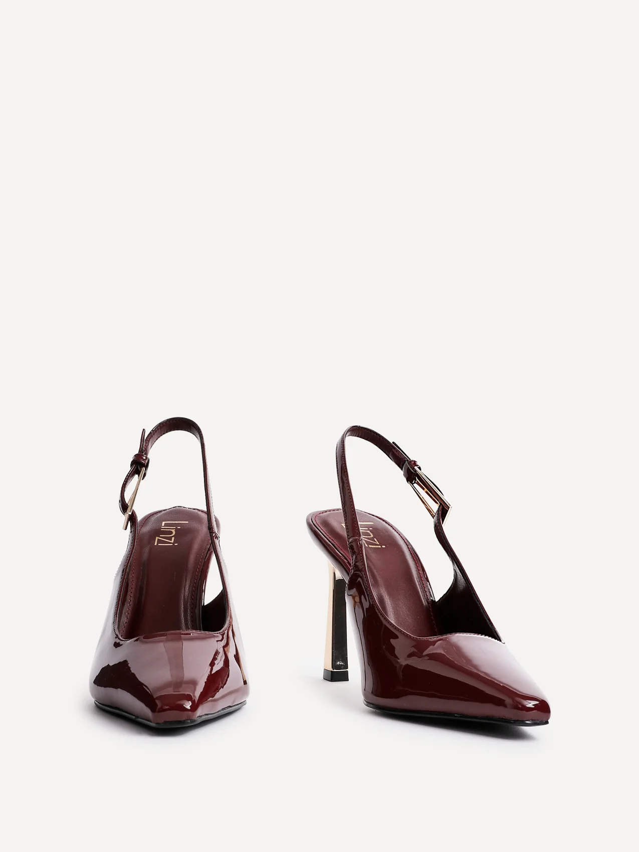 Lizzie Burgundy Stiletto Court Heels - Image 3