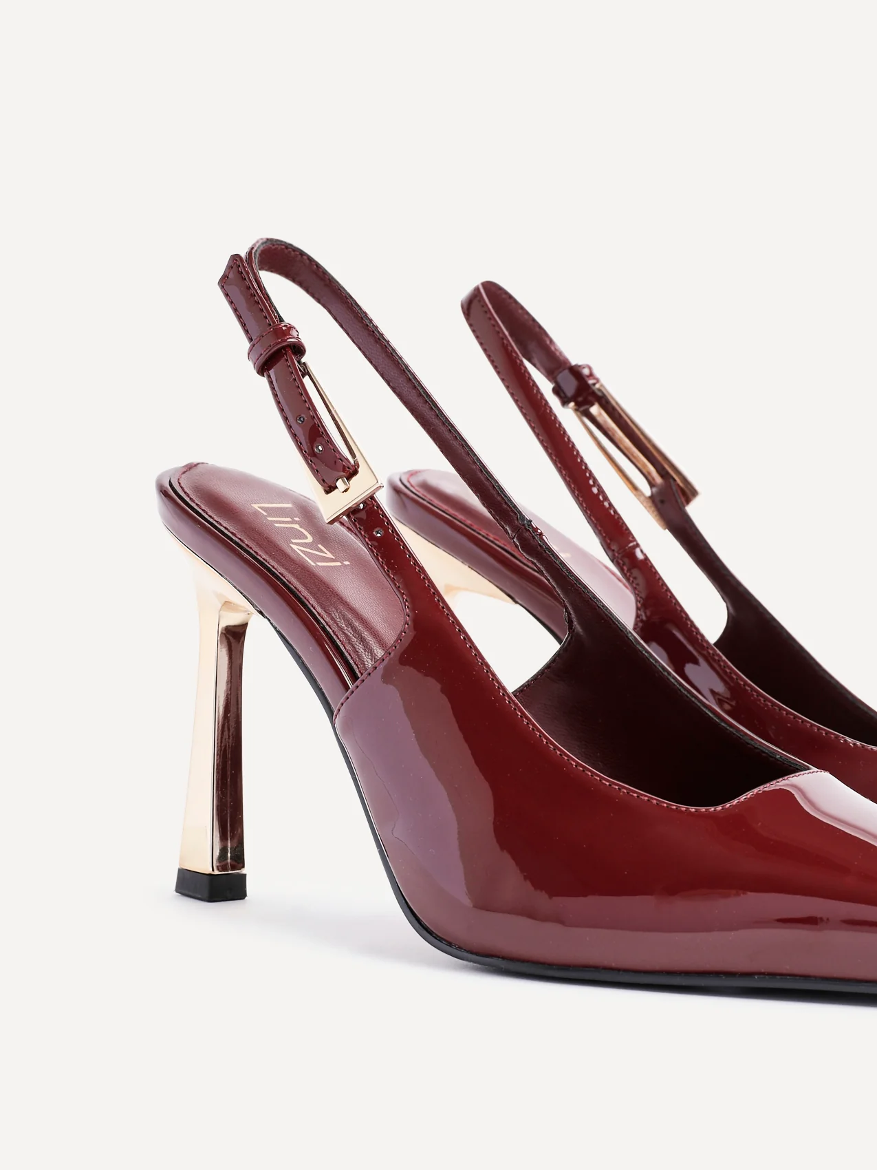 Lizzie Burgundy Stiletto Court Heels - Image 5