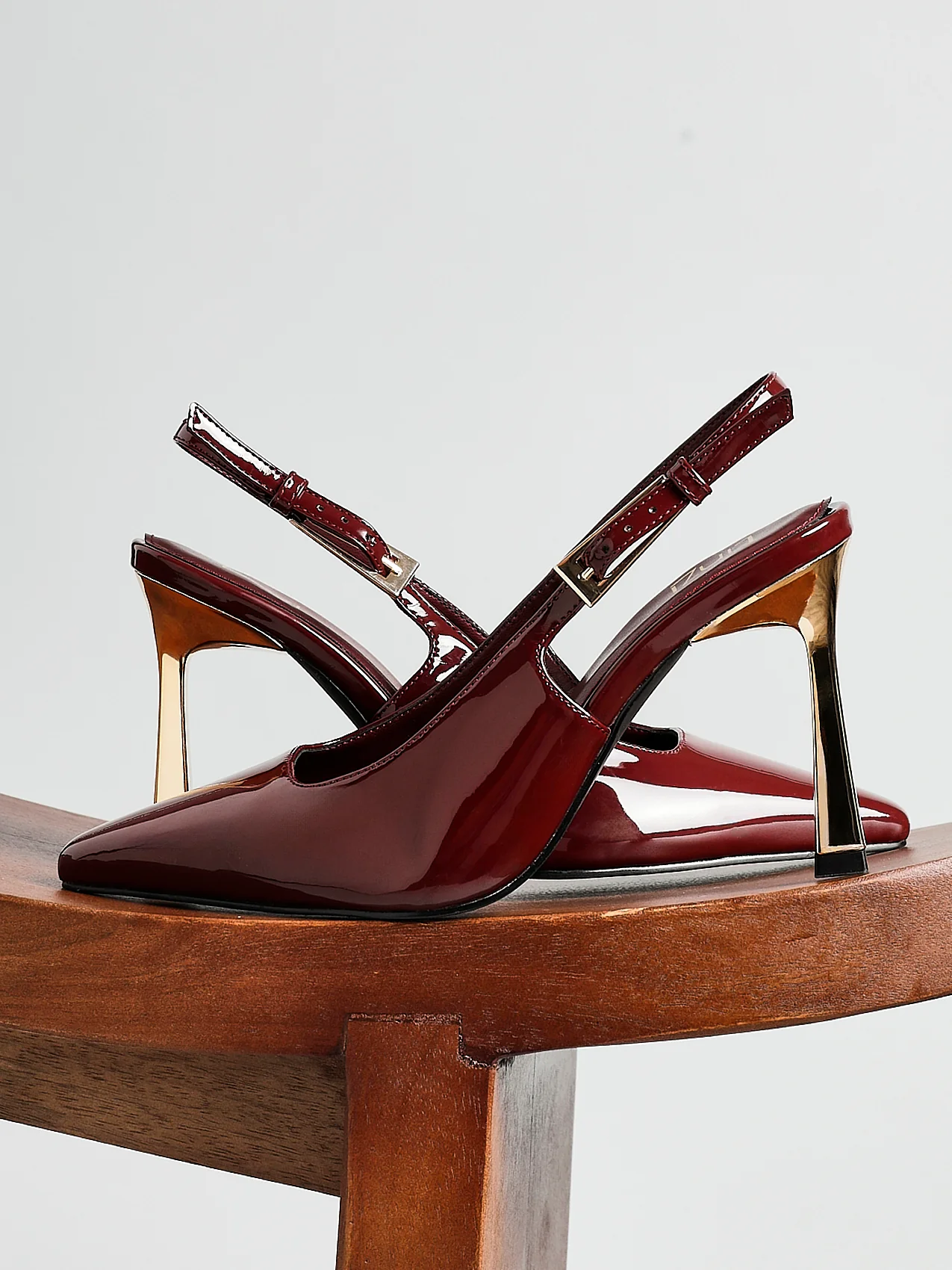 Lizzie Burgundy Stiletto Court Heels - Image 6