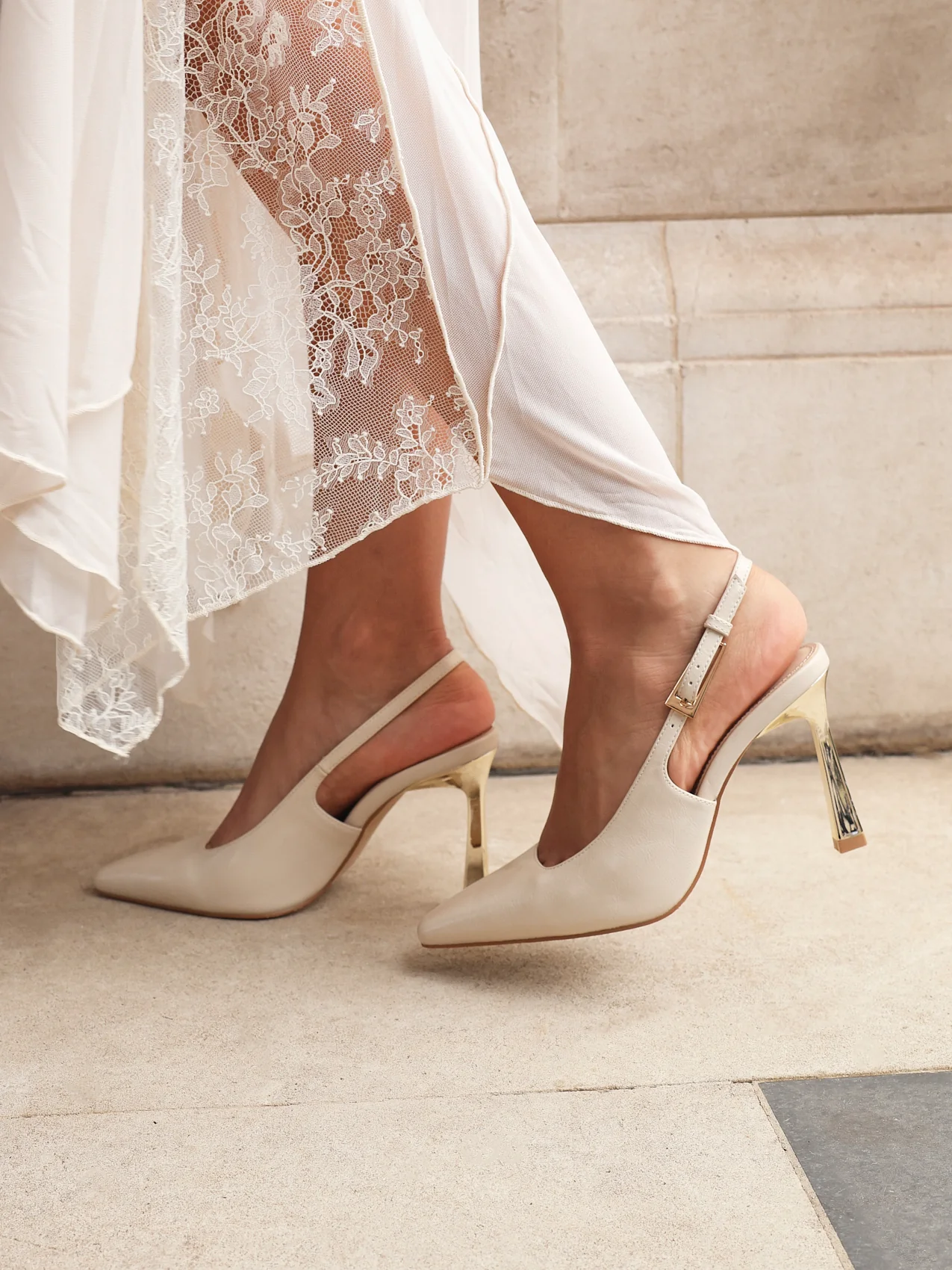 Lizzie Nude Stiletto Court Heels - Image 7