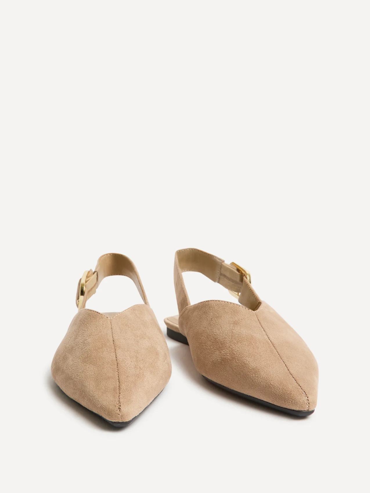 Lorna Beige Faux Suede Ballet Flats - Image 3