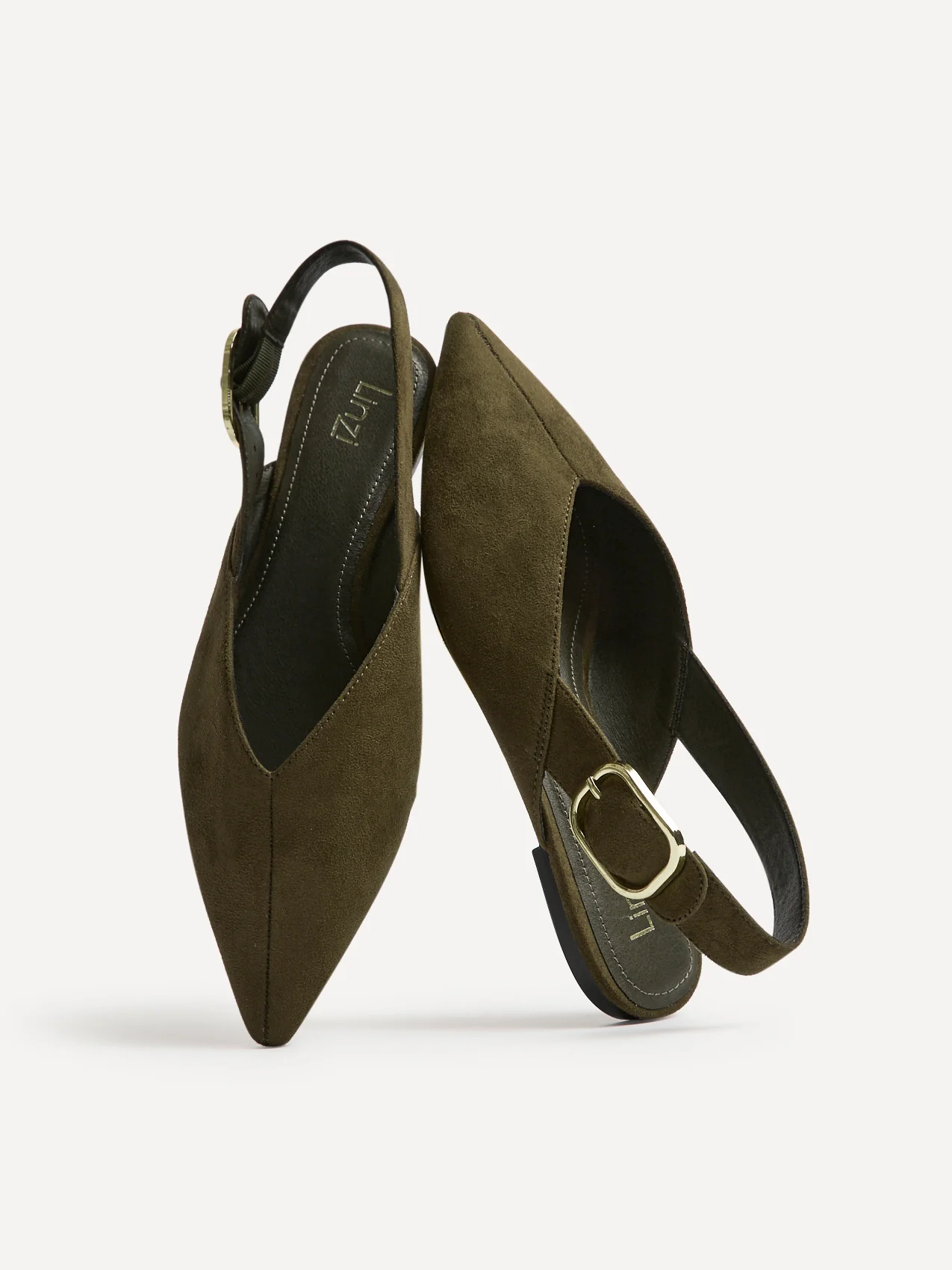 Lorna Khaki Faux Suede Ballet Flats - Image 5