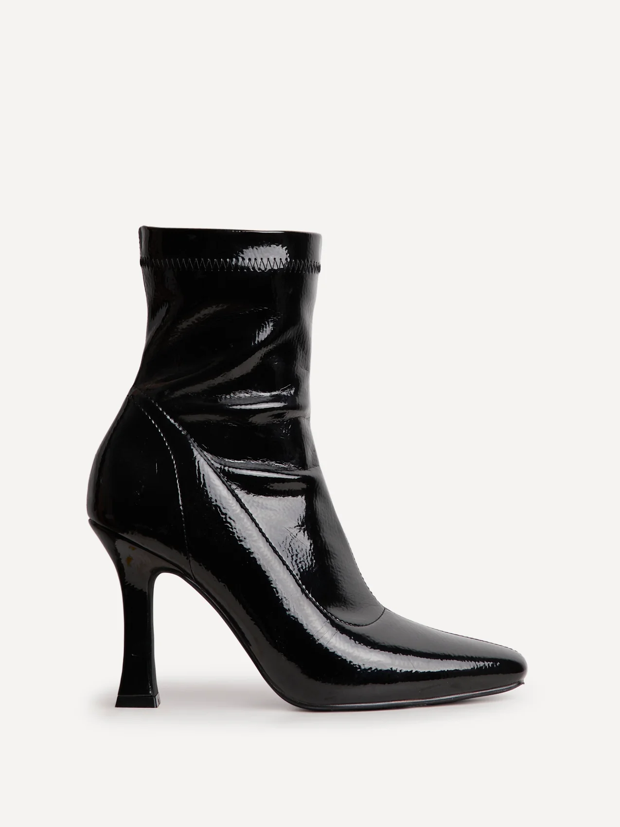 Lovato Black Faux Leather Patent Sock Boots - Image 2