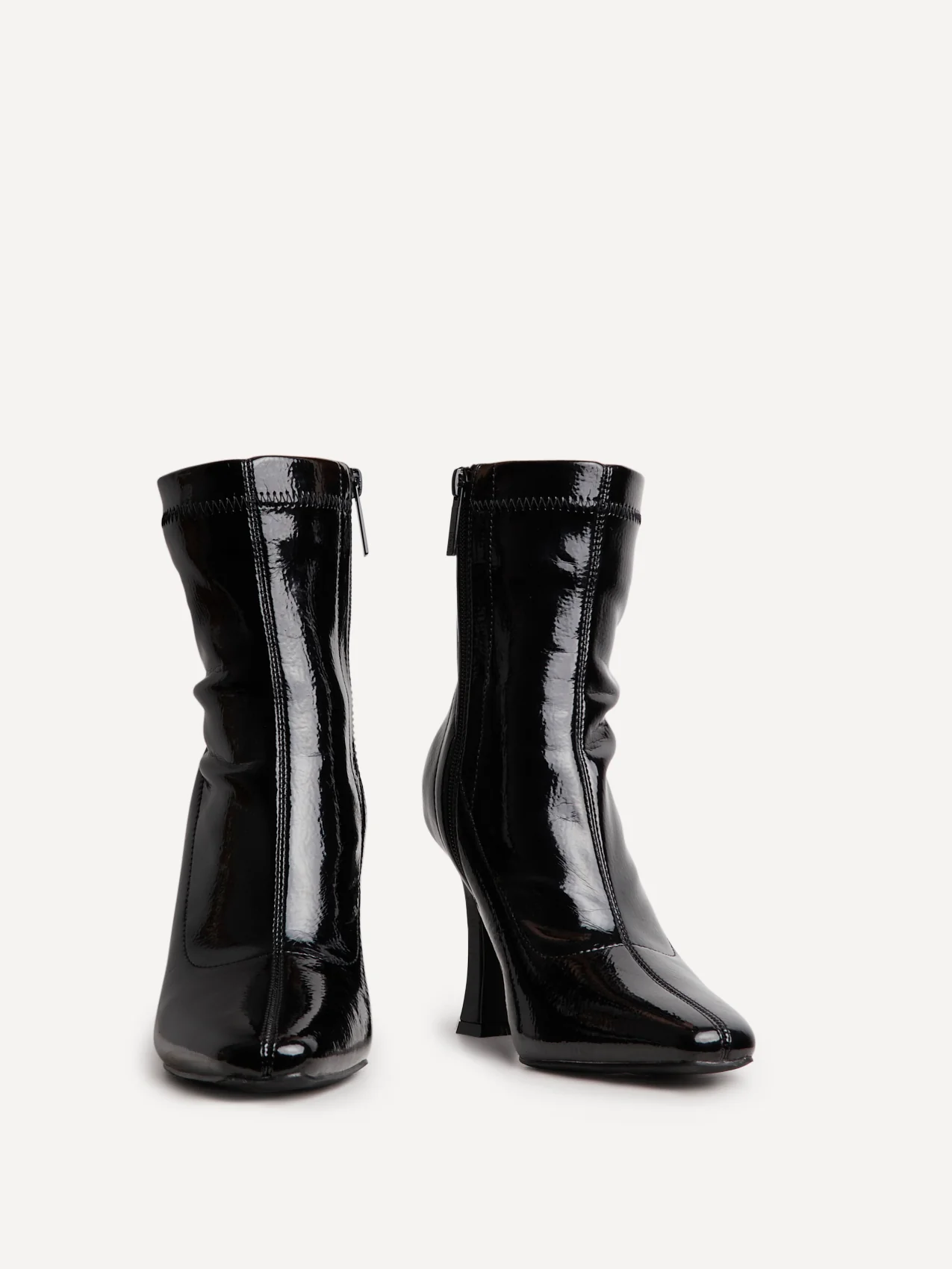 Lovato Black Faux Leather Patent Sock Boots - Image 3