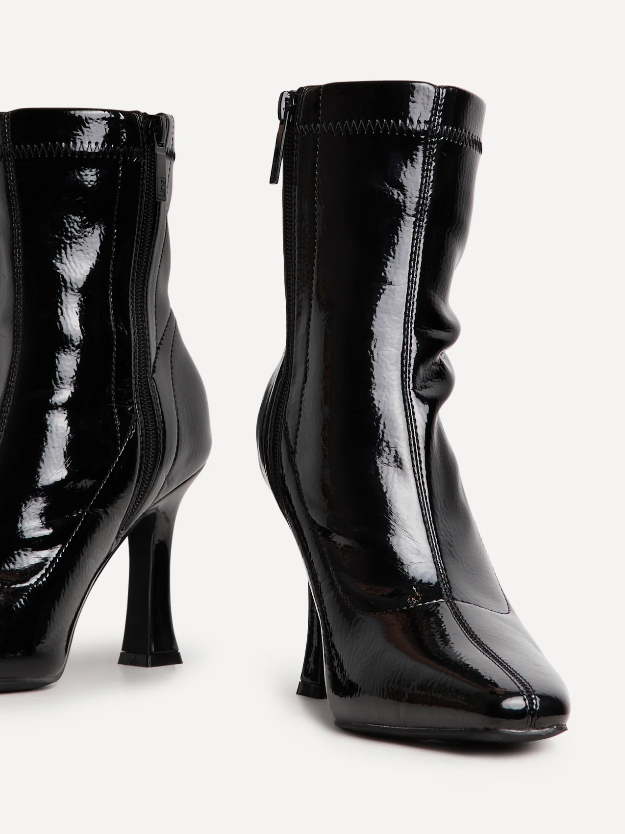 Lovato Black Faux Leather Patent Sock Boots - Image 4