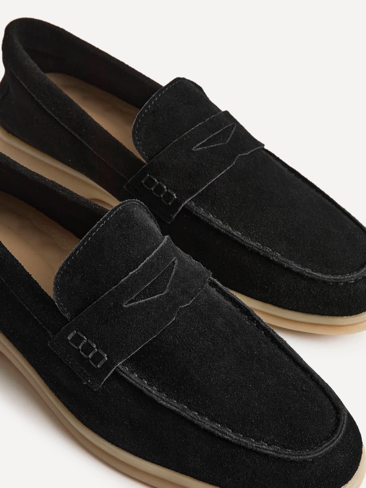 Luciano Mens Black Suede Leather Penny Loafers - Image 4