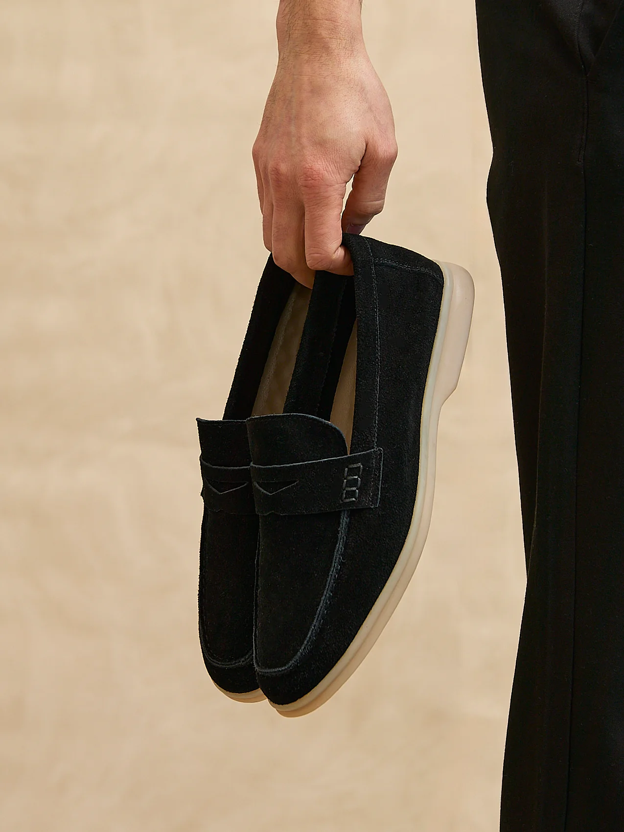 Luciano Mens Black Suede Leather Penny Loafers - Image 6