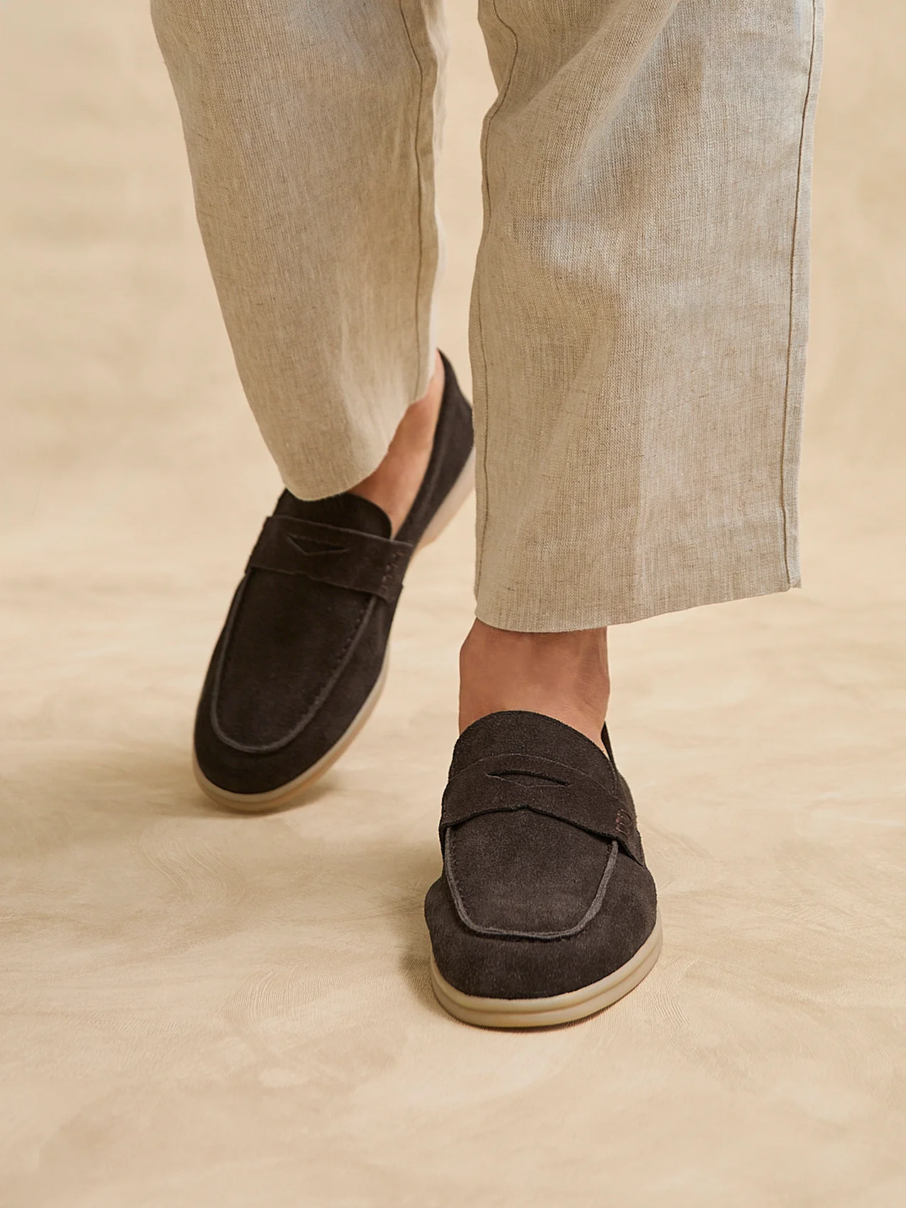 Luciano Mens Brown Suede Leather Penny Loafers - Image 6