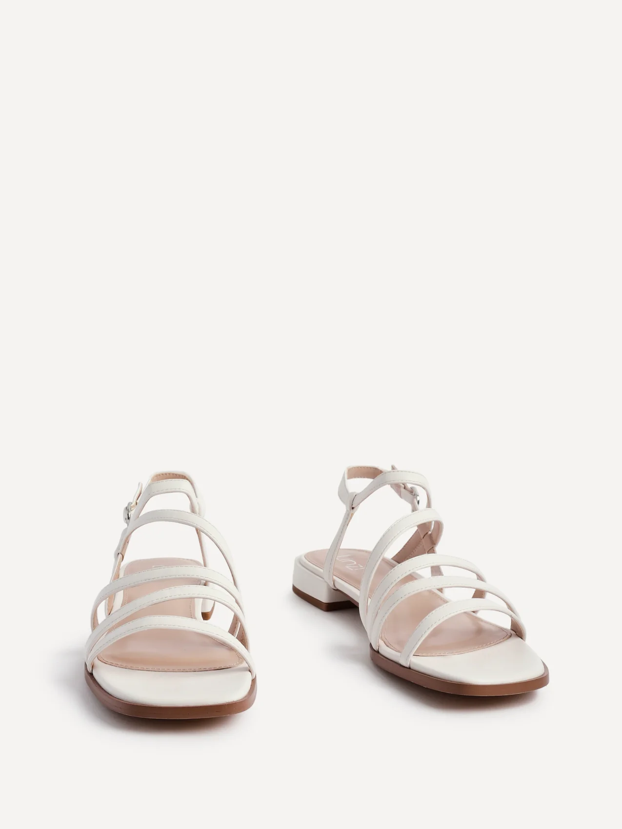 Lucie White Mini Block Heel Strappy Sandals - Image 2