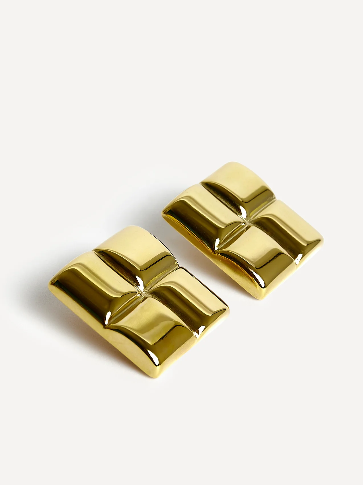 Lustre Gold Square Stud Earrings - Image 3