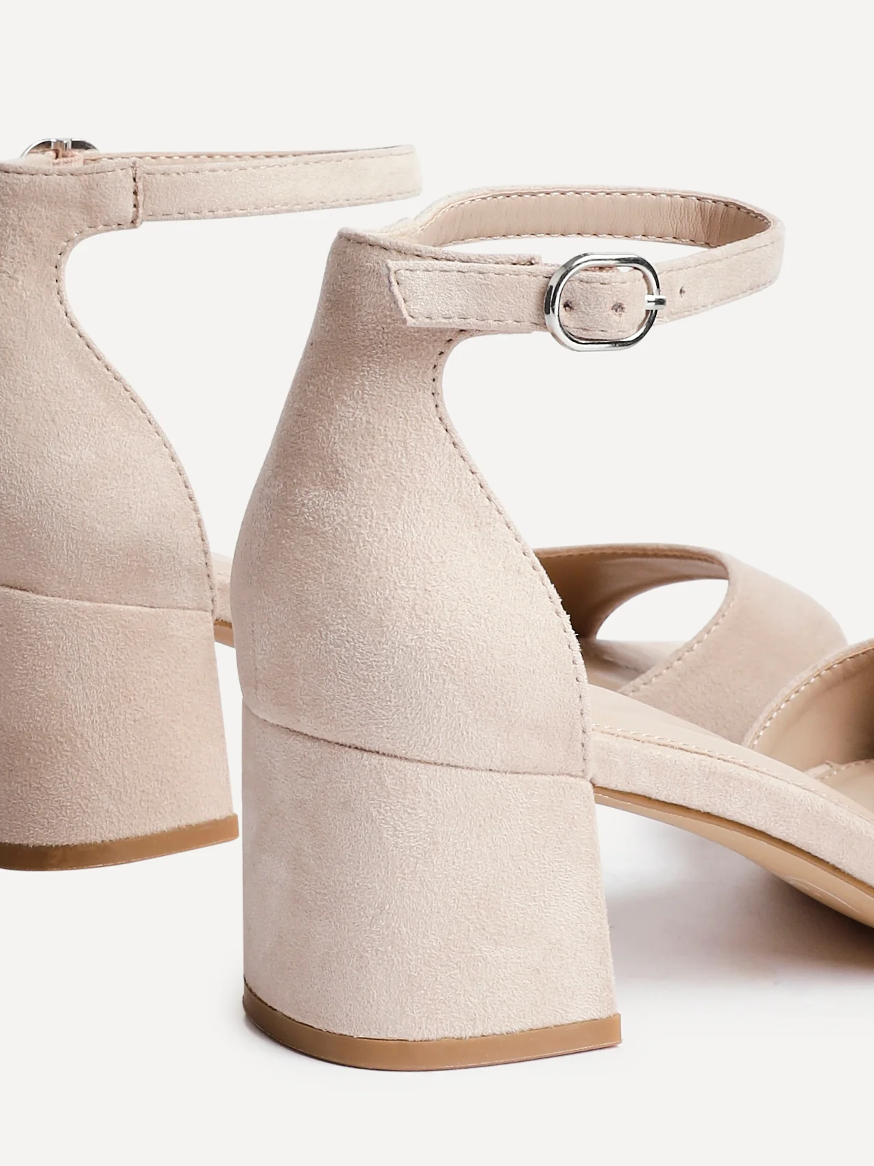 Maddie Nude Faux Suede Block Heels - Image 3