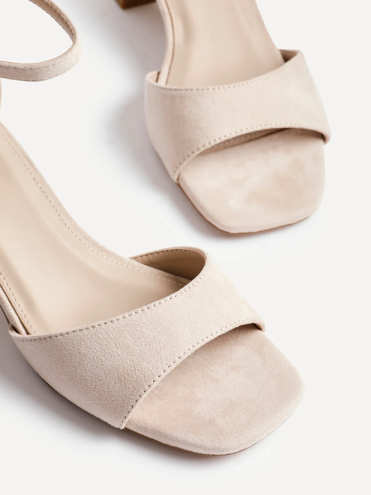 Maddie Nude Faux Suede Block Heels - Image 4