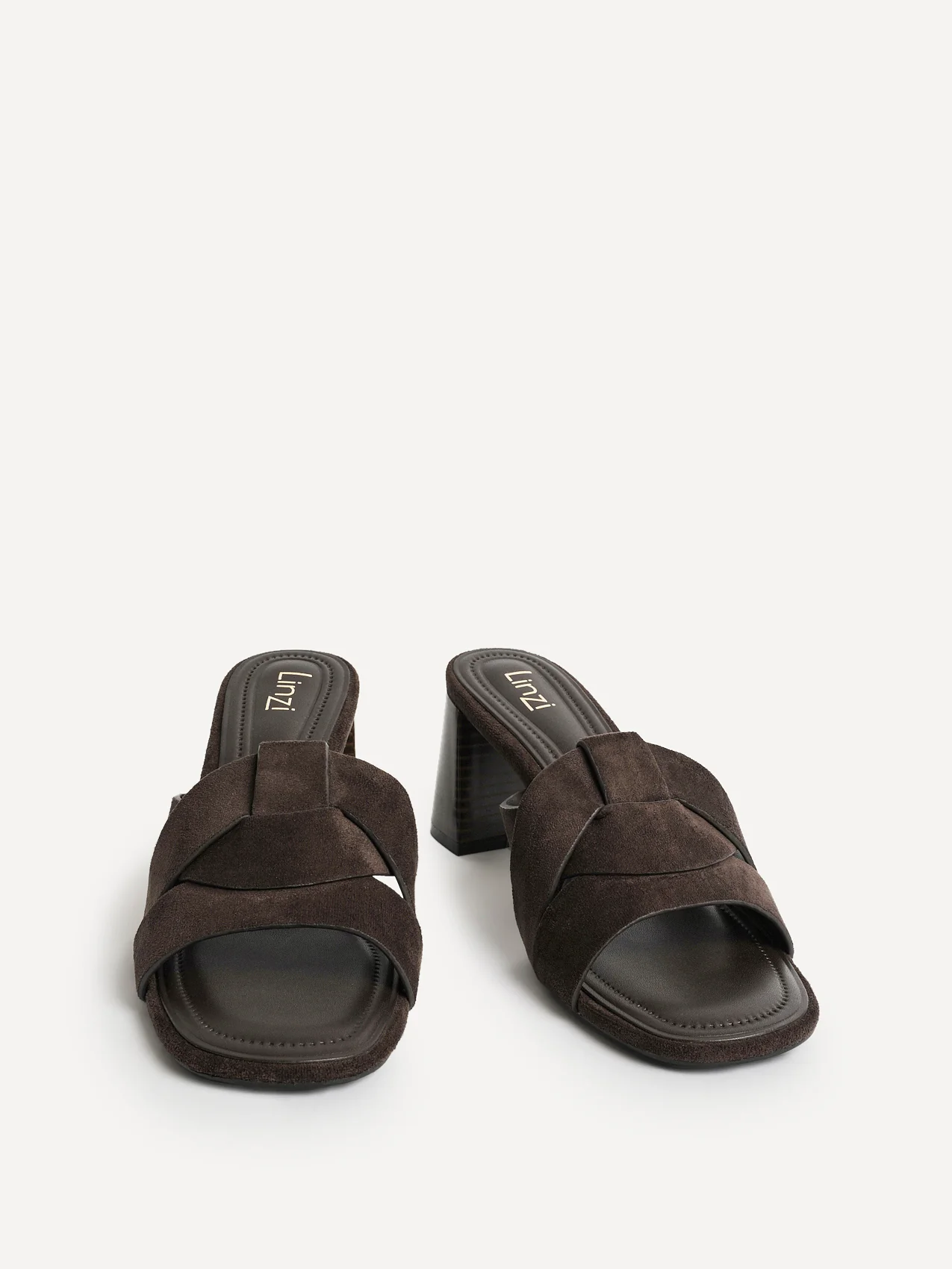 Madrid Brown Faux Suede Mule Heels - Image 3