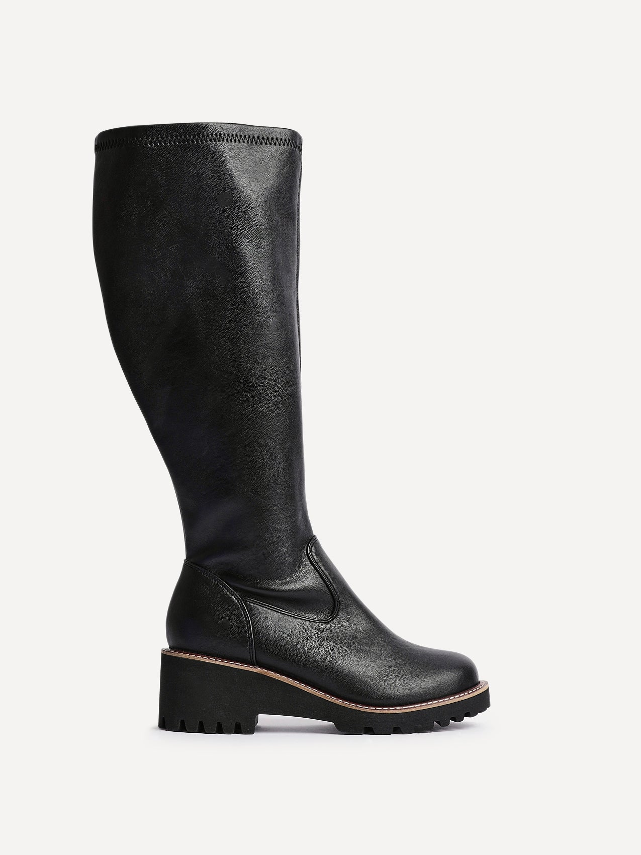 Maintain Wide Fit Black Faux Leather Long Boots - Image 2