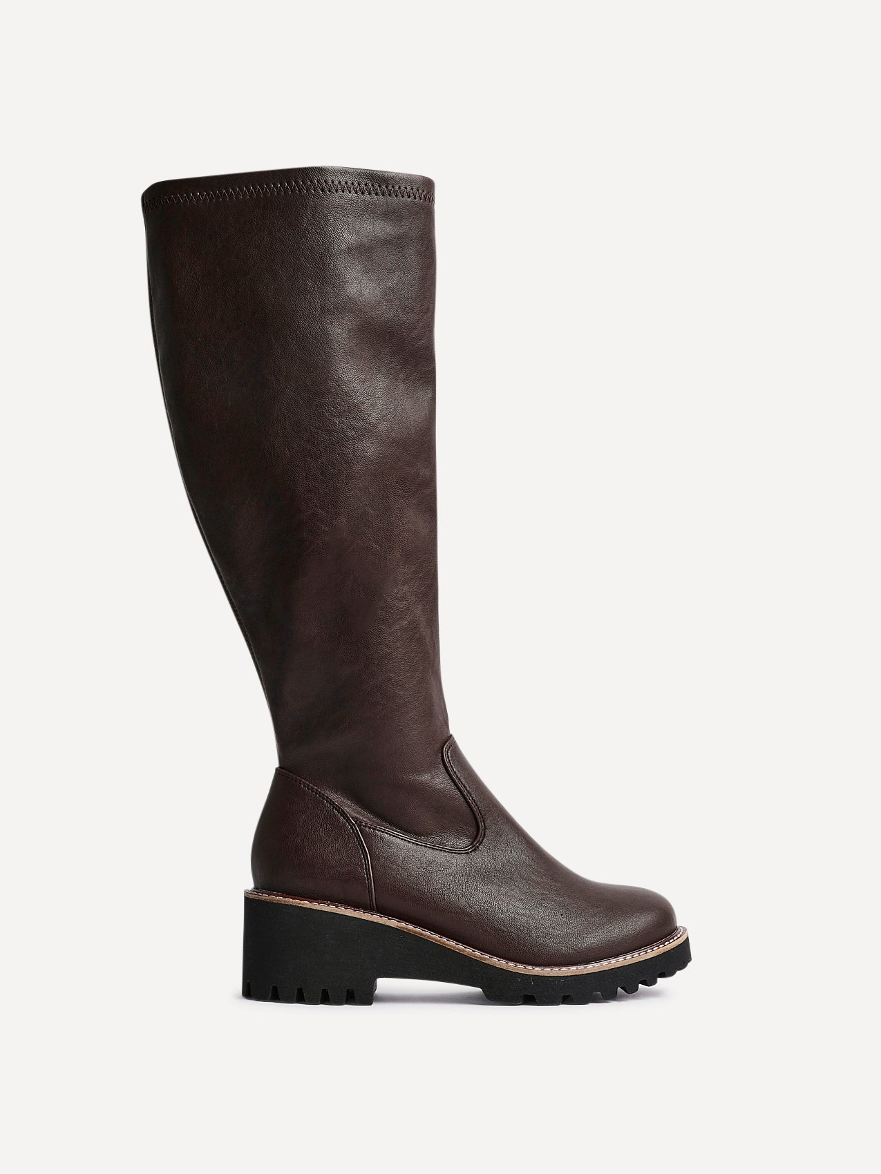 Maintain Wide Fit Brown Faux Leather Long Boots - Image 2